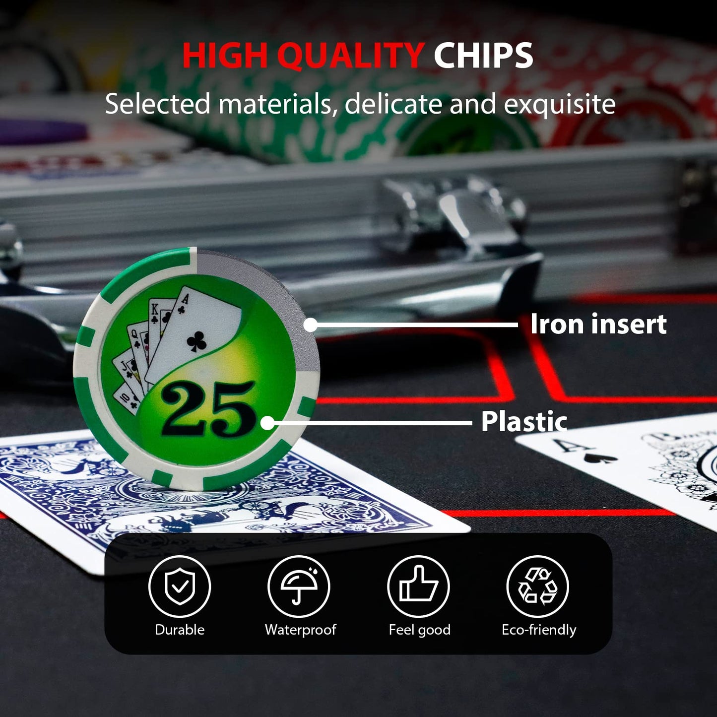 Boyzhood Poker Chips Set 500PCS with Aluminum Travel Case – 11.5g Casino-Quality Chips for Texas Hold'em & Blackjack