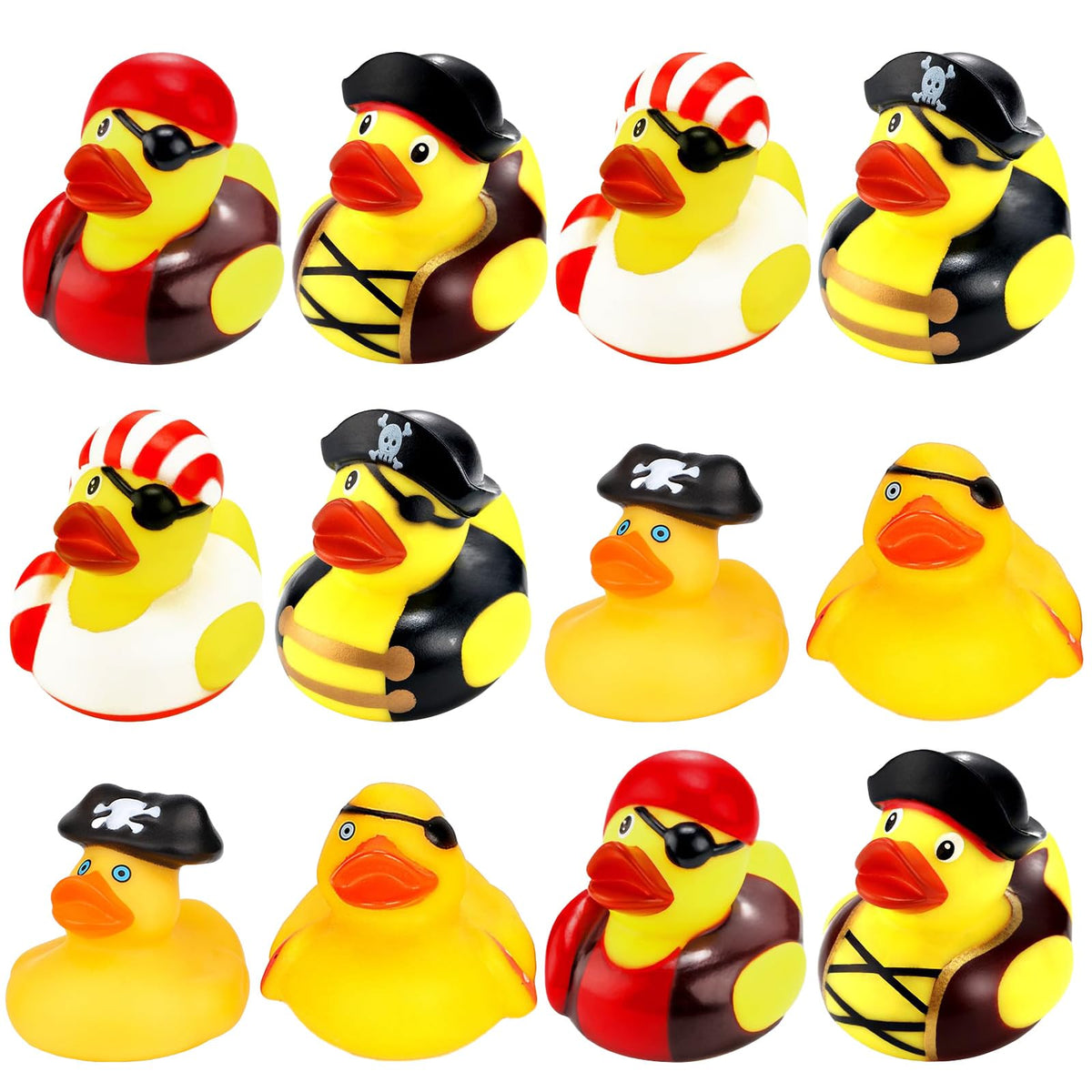 BOZILY 12 Pcs Pirate Rubber Ducks – Mini Bath Toys & Pirate Party Favors