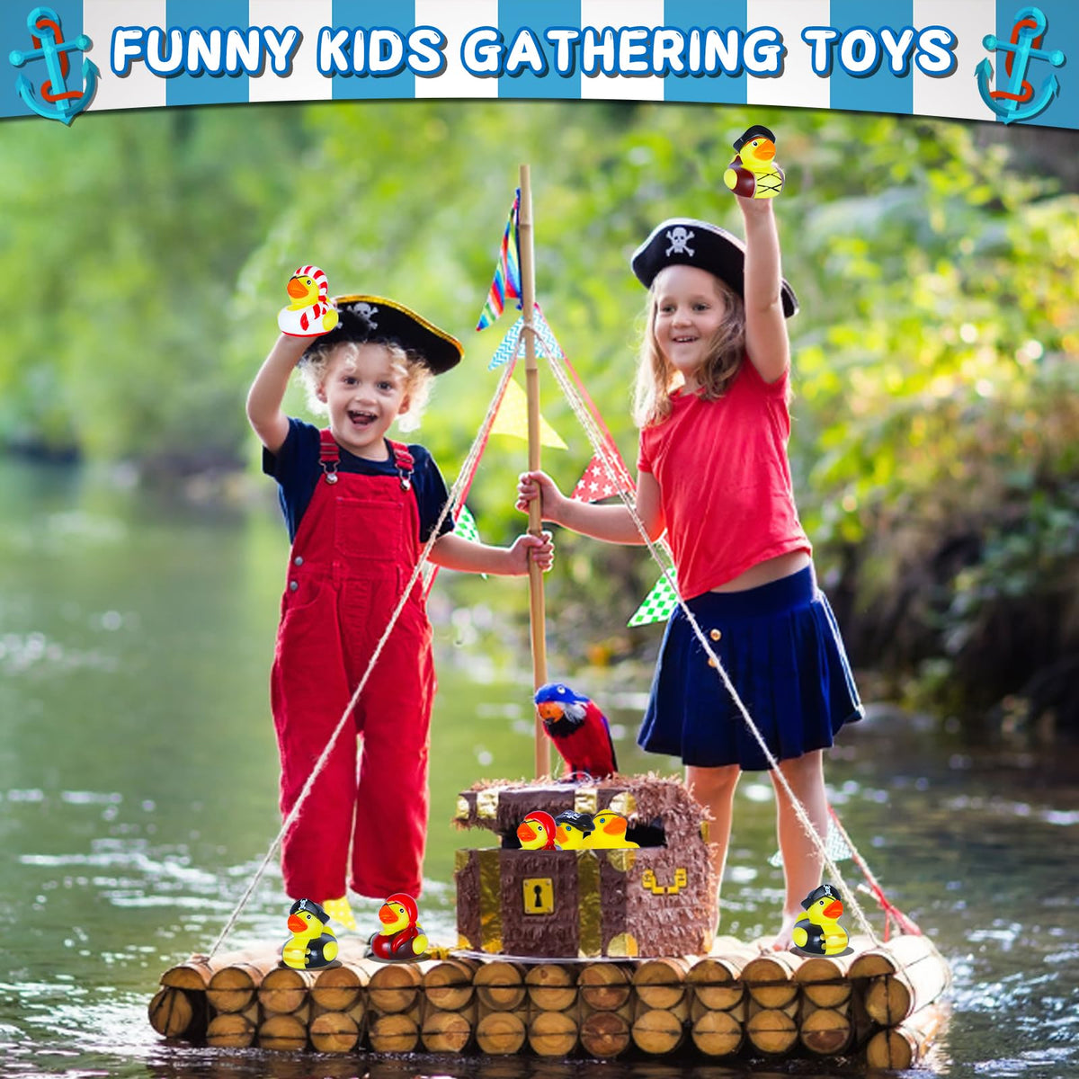 BOZILY 12 Pcs Pirate Rubber Ducks – Mini Bath Toys & Pirate Party Favors