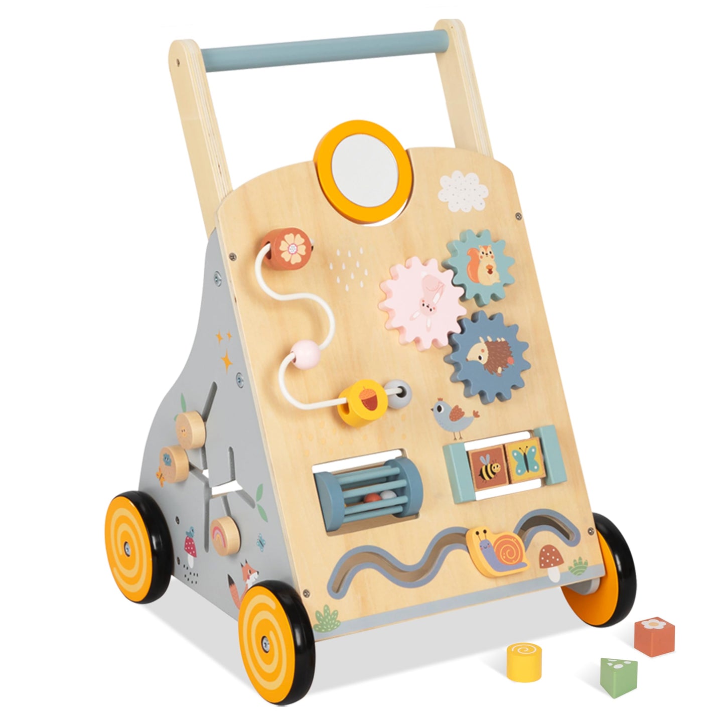 Wooden Baby Walker with Adjustable Height | bpmfkid Montessori Push Toy for Toddlers (1-3 Years)
