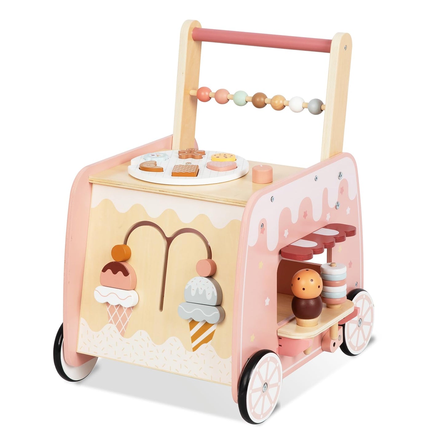 BpmfKid Wooden Baby Walker – Multifunction Ice Cream Cart for Toddlers 18–36M