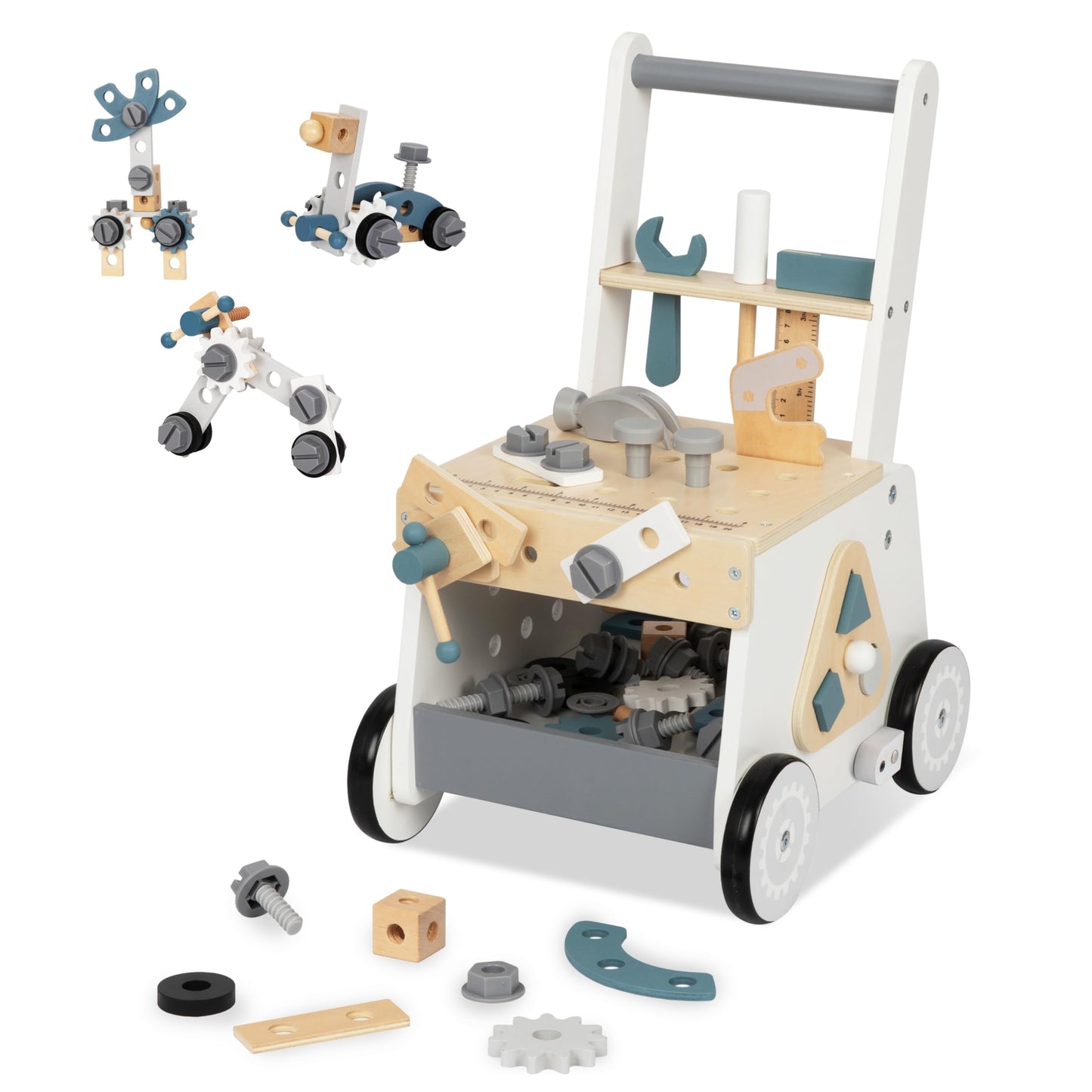 Bpmfkid Wooden Baby Push Walker – Montessori Tool Bench for Toddlers 3+