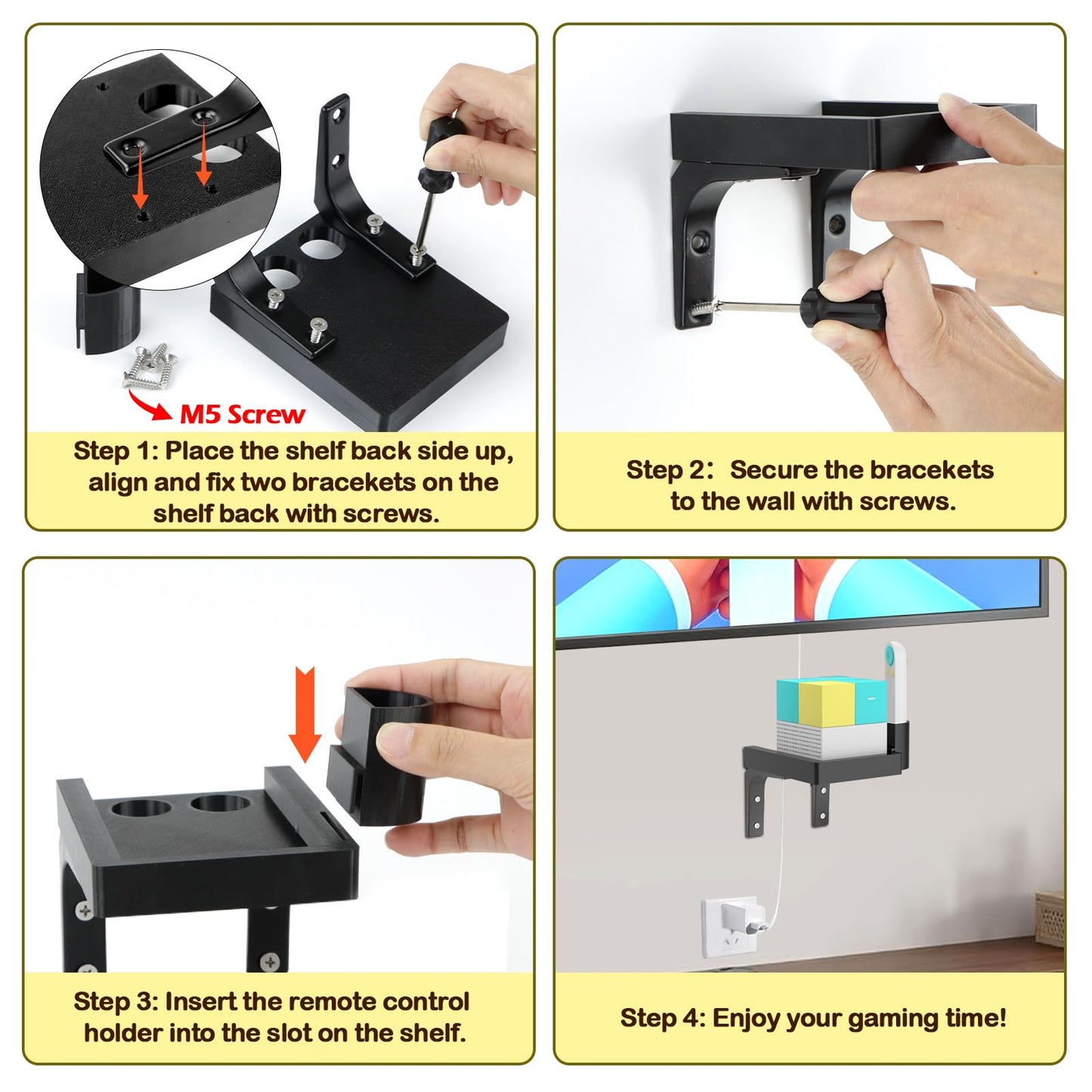 BQDQYBS Wall-Mounted Nex Shelf for Console & Remote — Easy Assembly