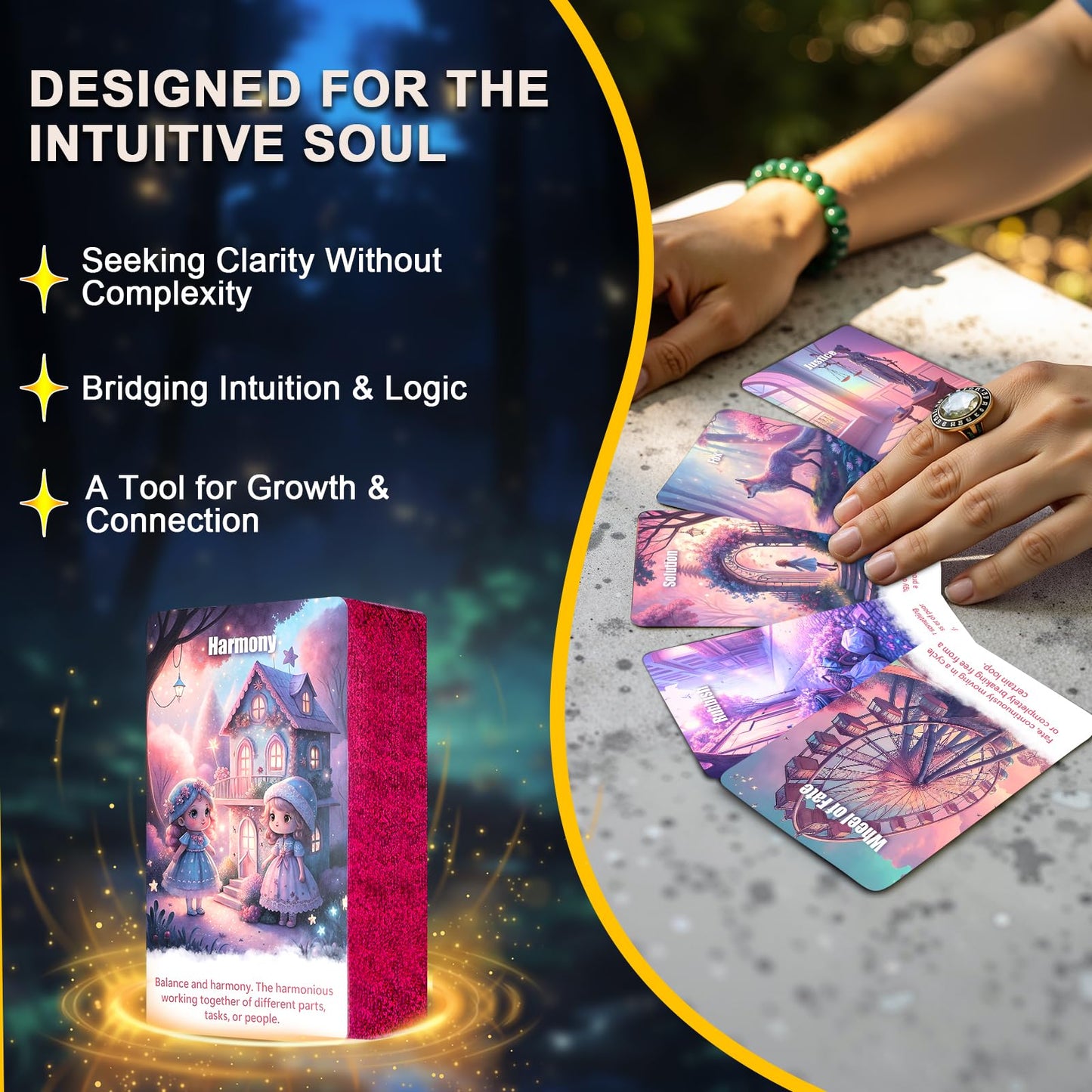 BQLXBABLT Pink Tarot Oracle Lenormand Cards – 3-in-1 Divination Deck for Love, Energy & Career