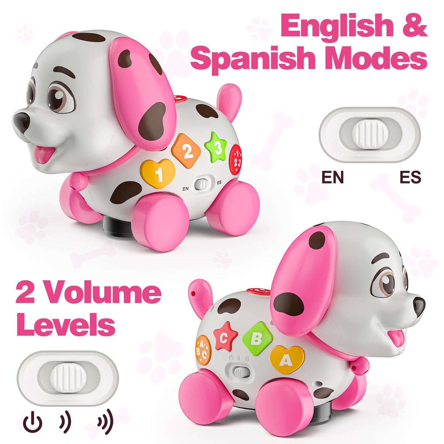 BQU 3-in-1 Musical Puppy Toy for 6-18 Months | Bilingual Baby Gift