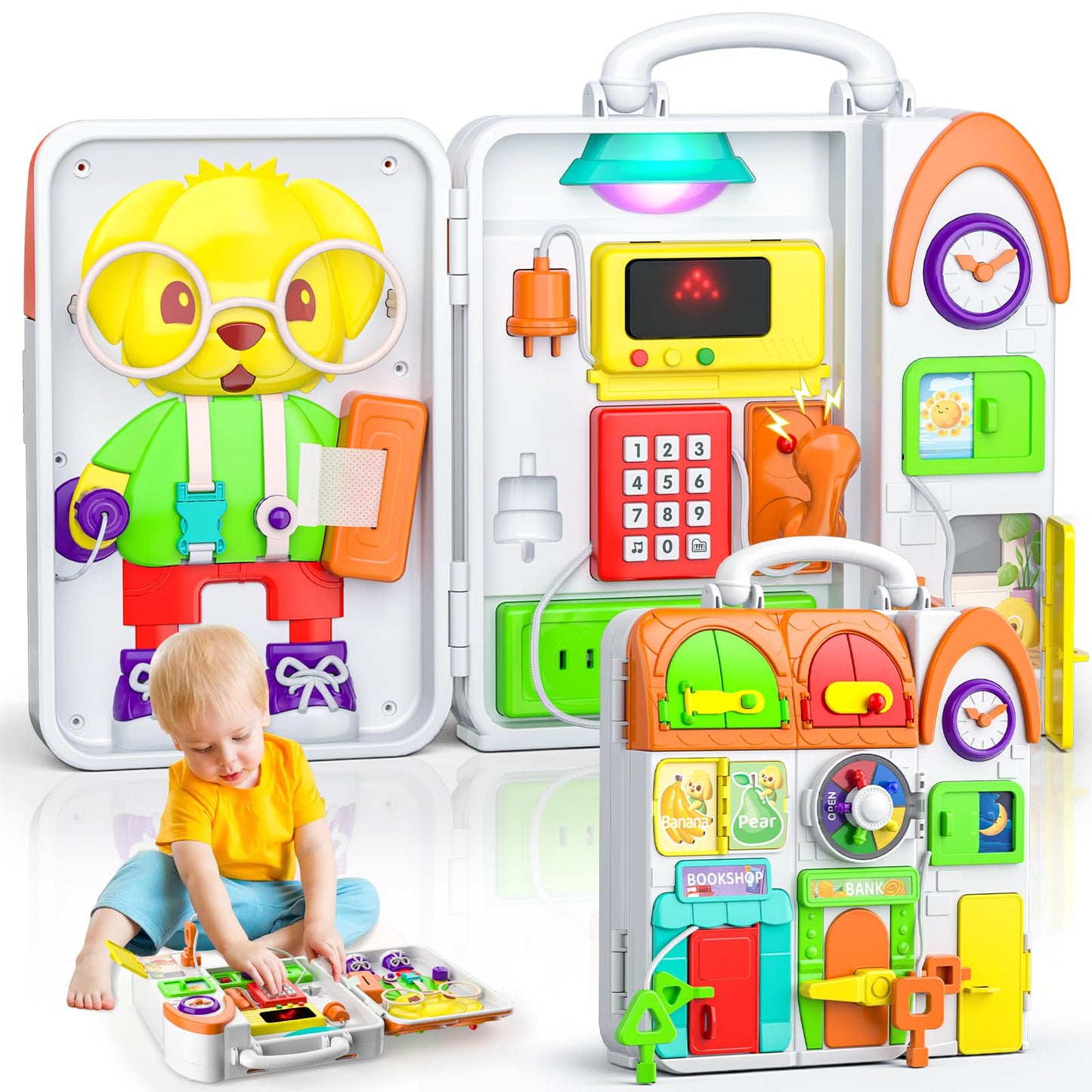 BQU Montessori Busy Board for Toddlers – Bilingual 12-18 Months Toy
