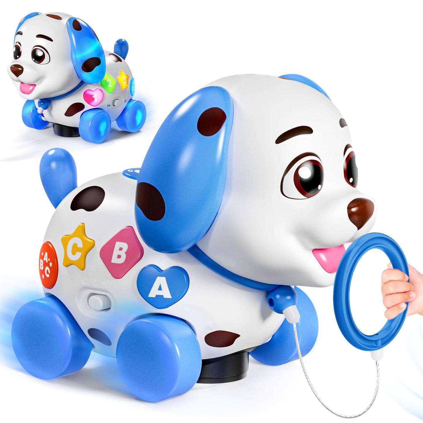 BQU Musical Puppy Toy – 3-in-1 Crawling & Walking Baby Toy (Blue)