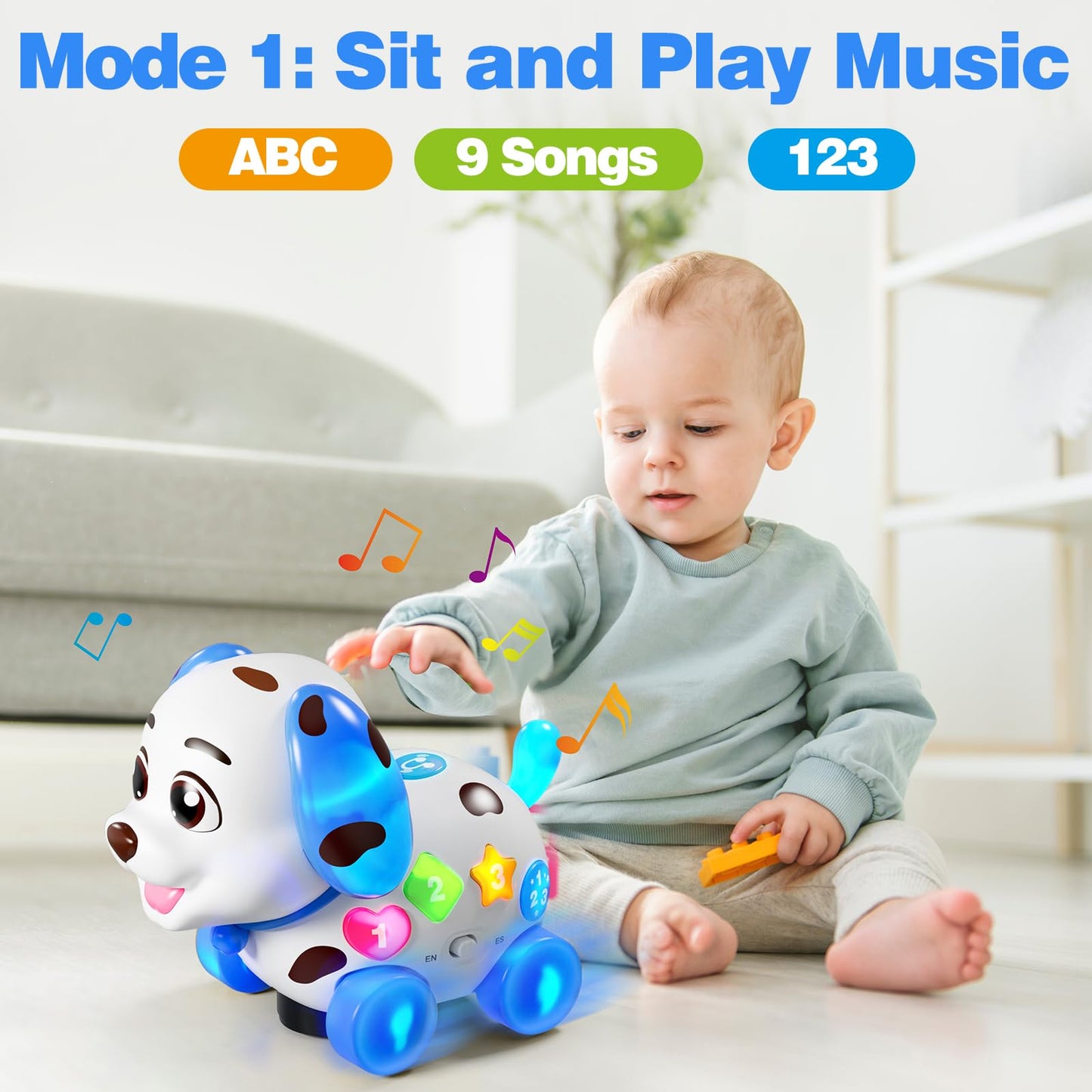 BQU Musical Puppy Toy – 3-in-1 Crawling & Walking Baby Toy (Blue)