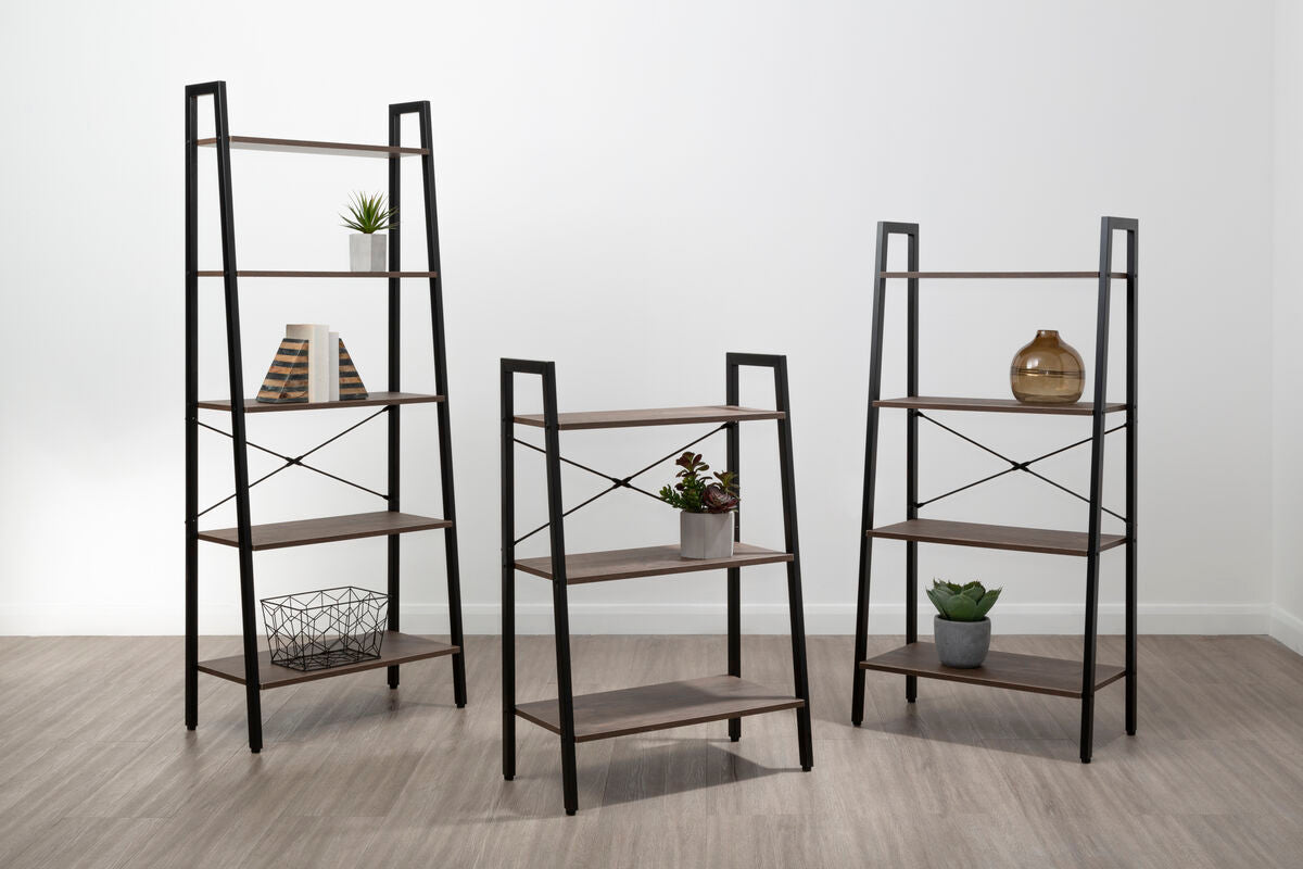 Bradbury Four Tier Dark Oak Veneer Ladder Shelf Unit