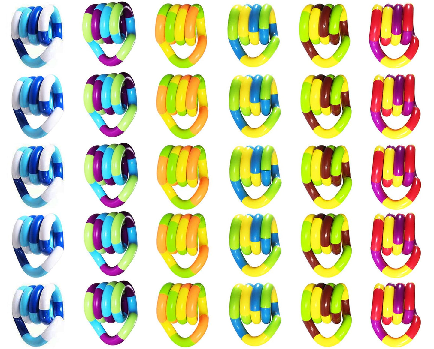 20 PCS Quiet Fidgets Toys — Multicolor Sensory Chain Twists for Relaxation