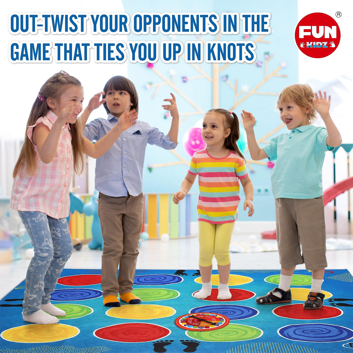 BRAINS UP Classic Twist Poses Floor Game – Giant Mat Party Game for Kids & Adults