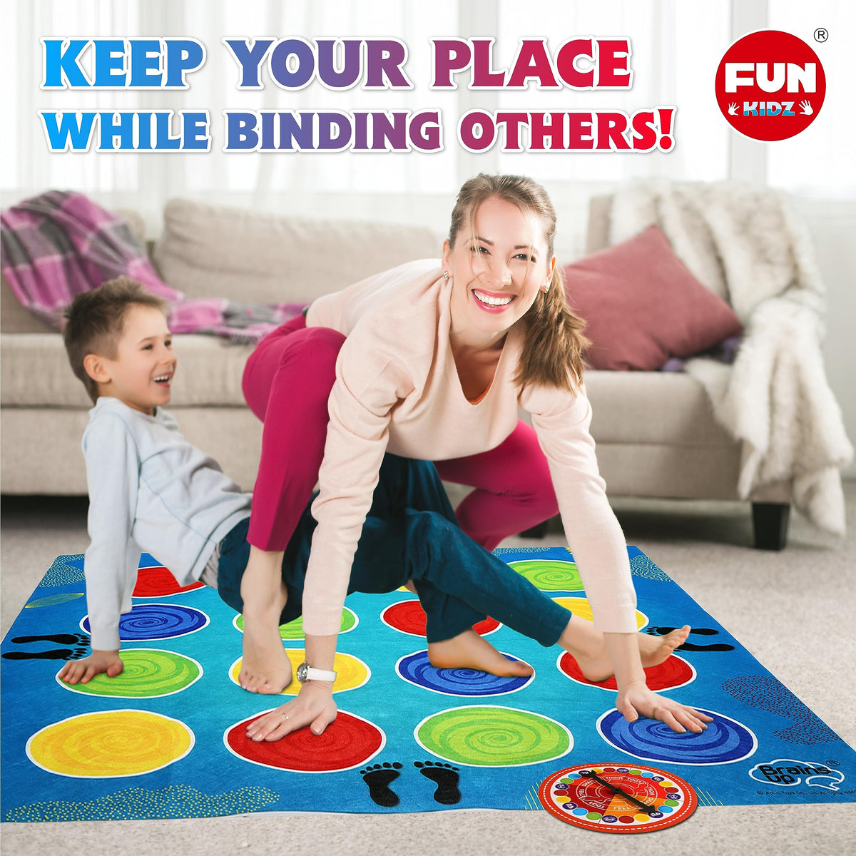 BRAINS UP Classic Twist Poses Floor Game – Giant Mat Party Game for Kids & Adults