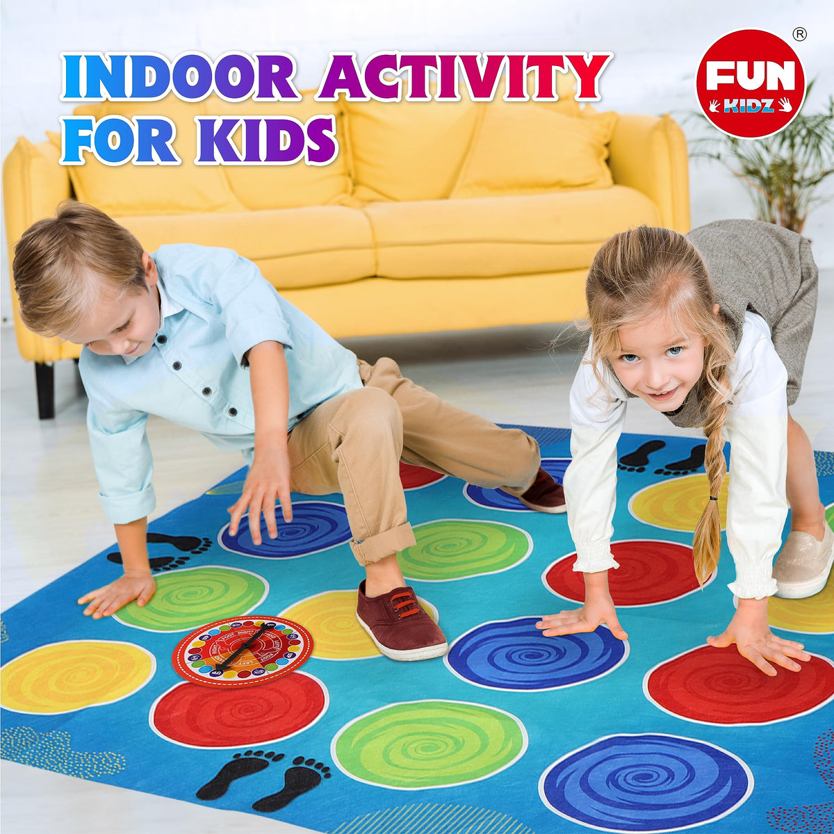 BRAINS UP Classic Twist Poses Floor Game – Giant Mat Party Game for Kids & Adults