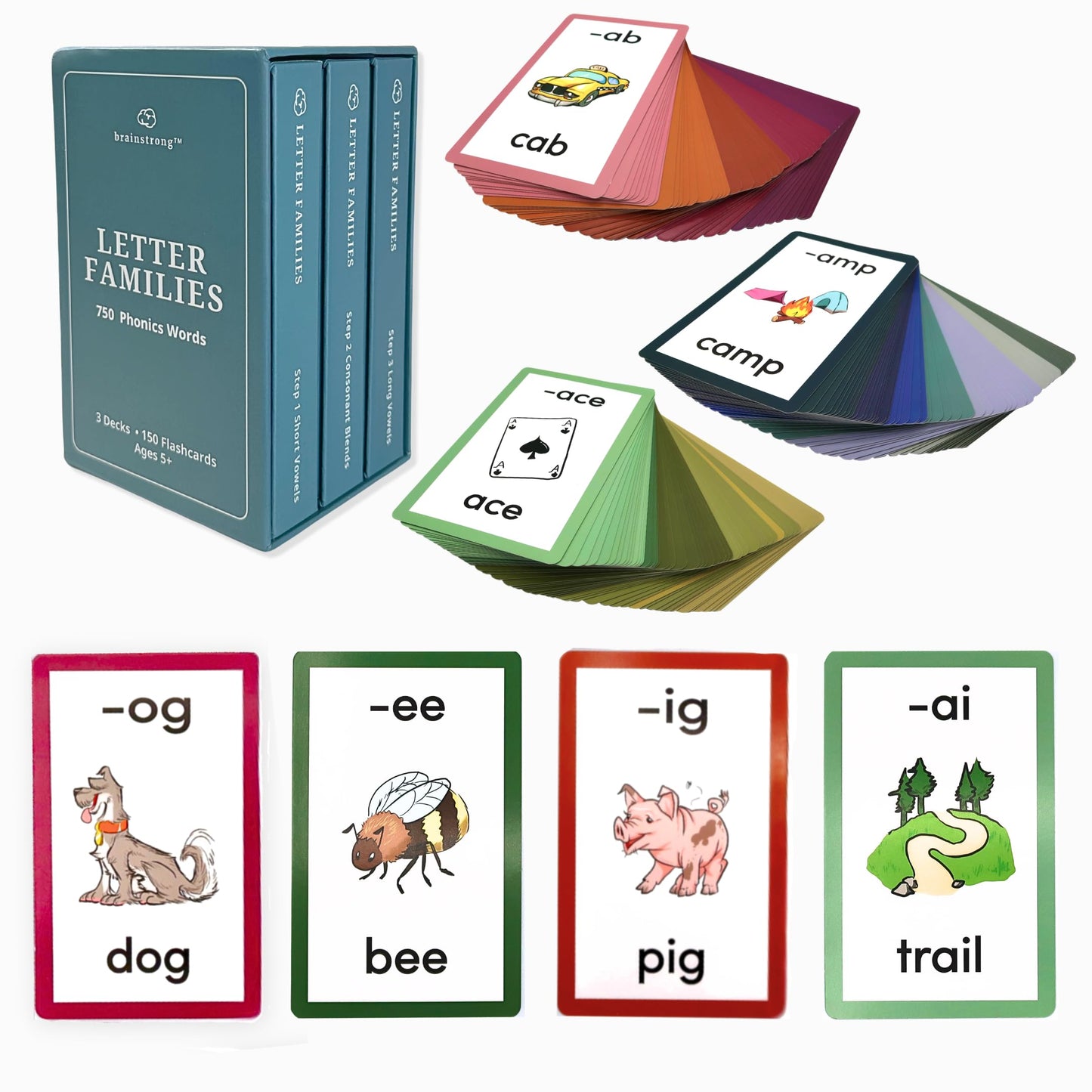 Brainstrong 750 Phonics Words | Learn to Read for Kindergarten–1st Grade | 3-Box Set