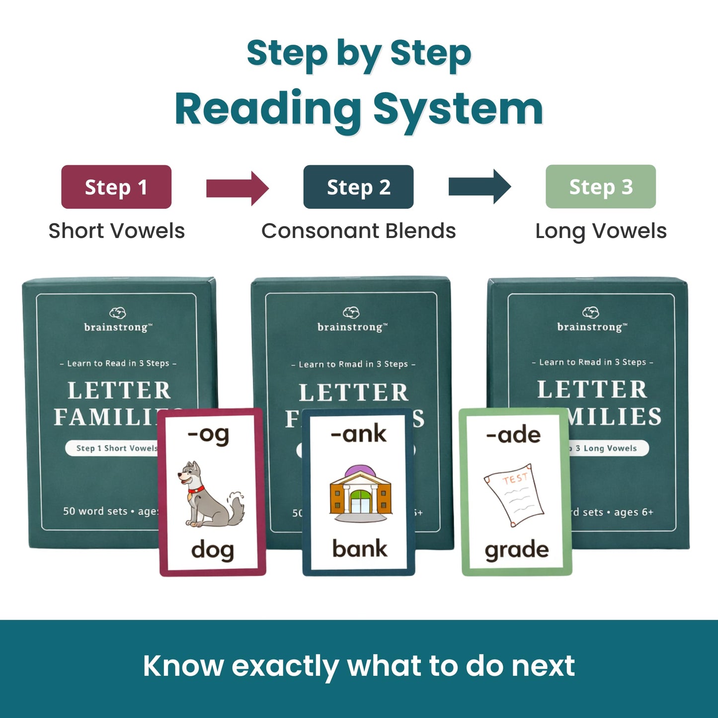 Brainstrong 750 Phonics Words | Learn to Read for Kindergarten–1st Grade | 3-Box Set