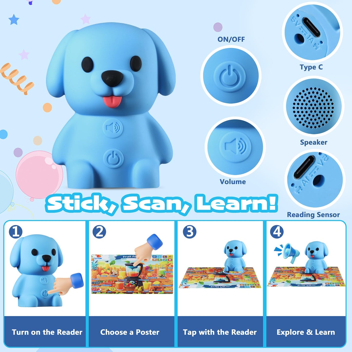 Brakverla Learning Poster Mat with Talking Pen – Interactive Toddler Poster (Ages 2-4)