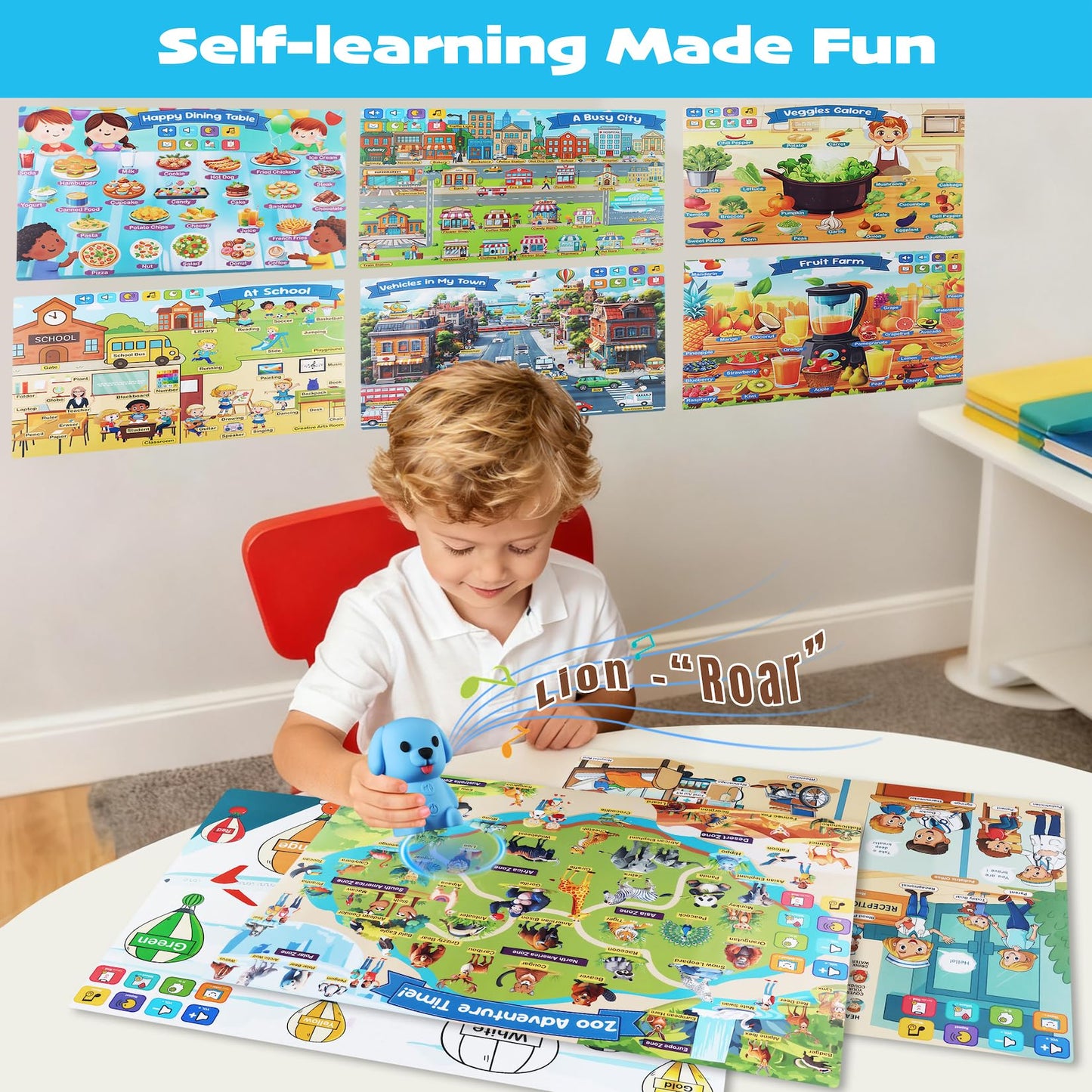 Brakverla Learning Poster Mat with Talking Pen – Interactive Toddler Poster (Ages 2-4)
