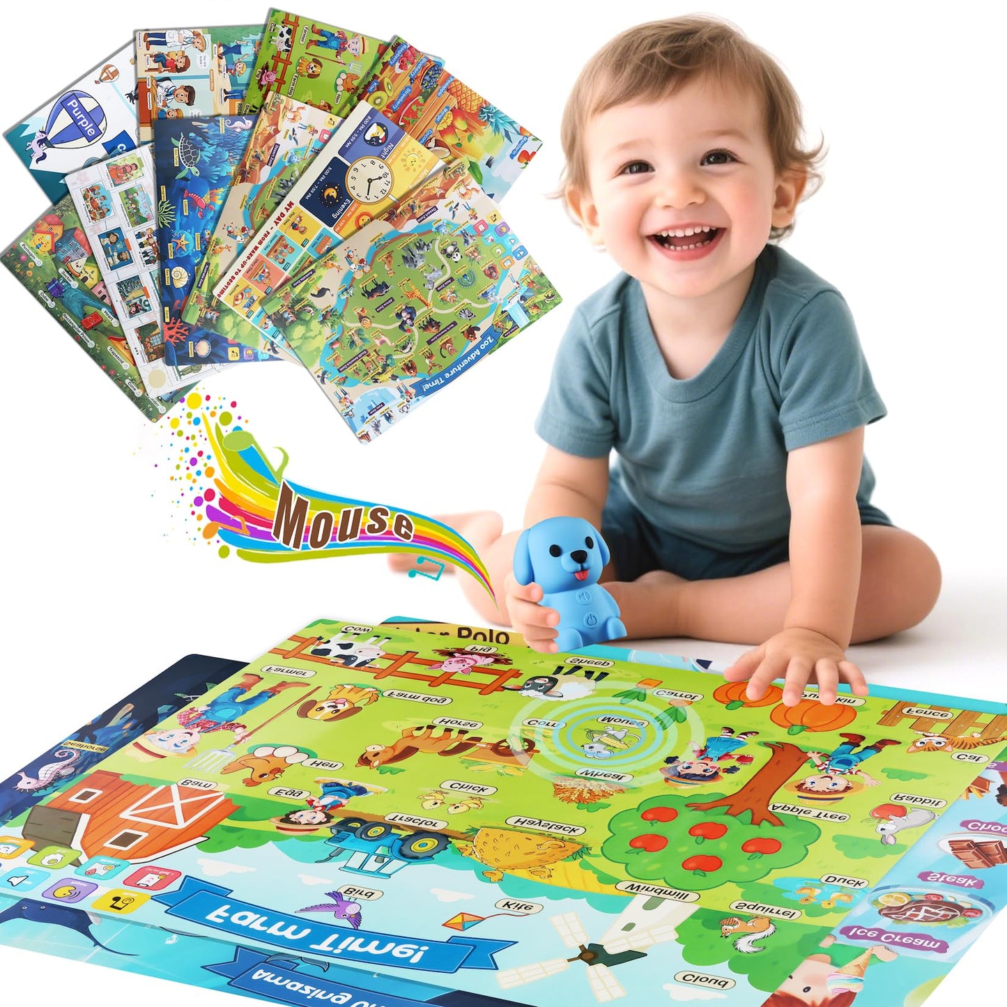 Brakverla Learning Poster Mat with Talking Pen – Interactive Toddler Poster (Ages 2-4)