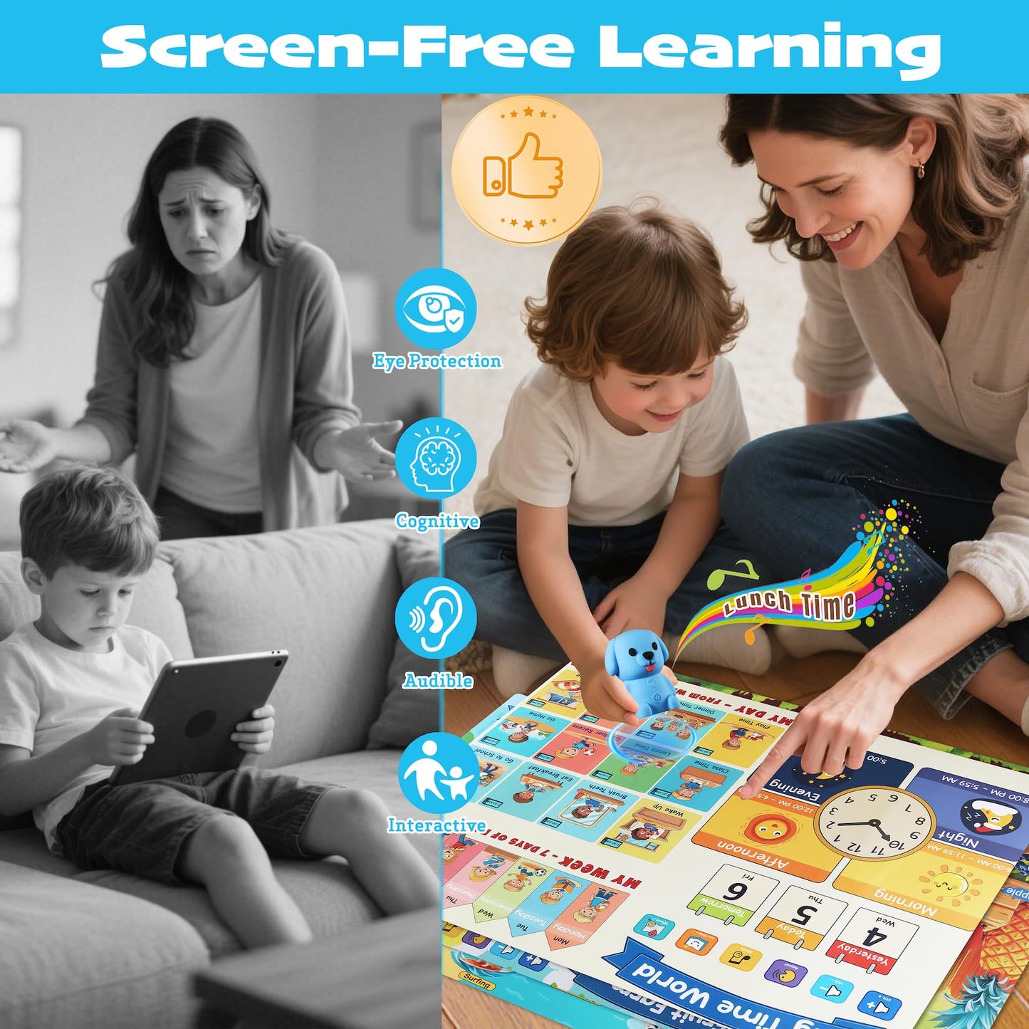Brakverla Learning Poster Mat with Talking Pen – Interactive Toddler Poster (Ages 2-4)