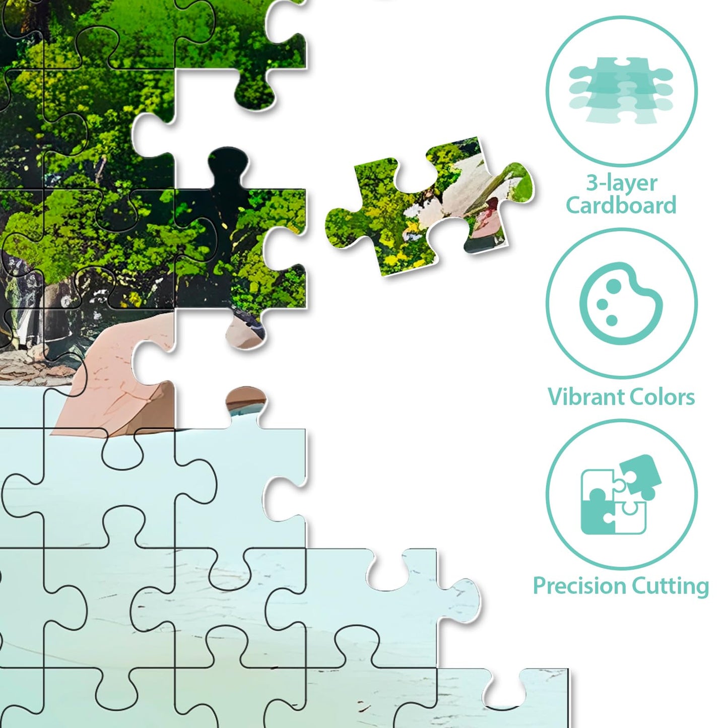 BraniacBits 500 Piece Puzzles for Adults – Beach Landscape Jigsaw, Recycled Cardboard, 20.5 x 15 in