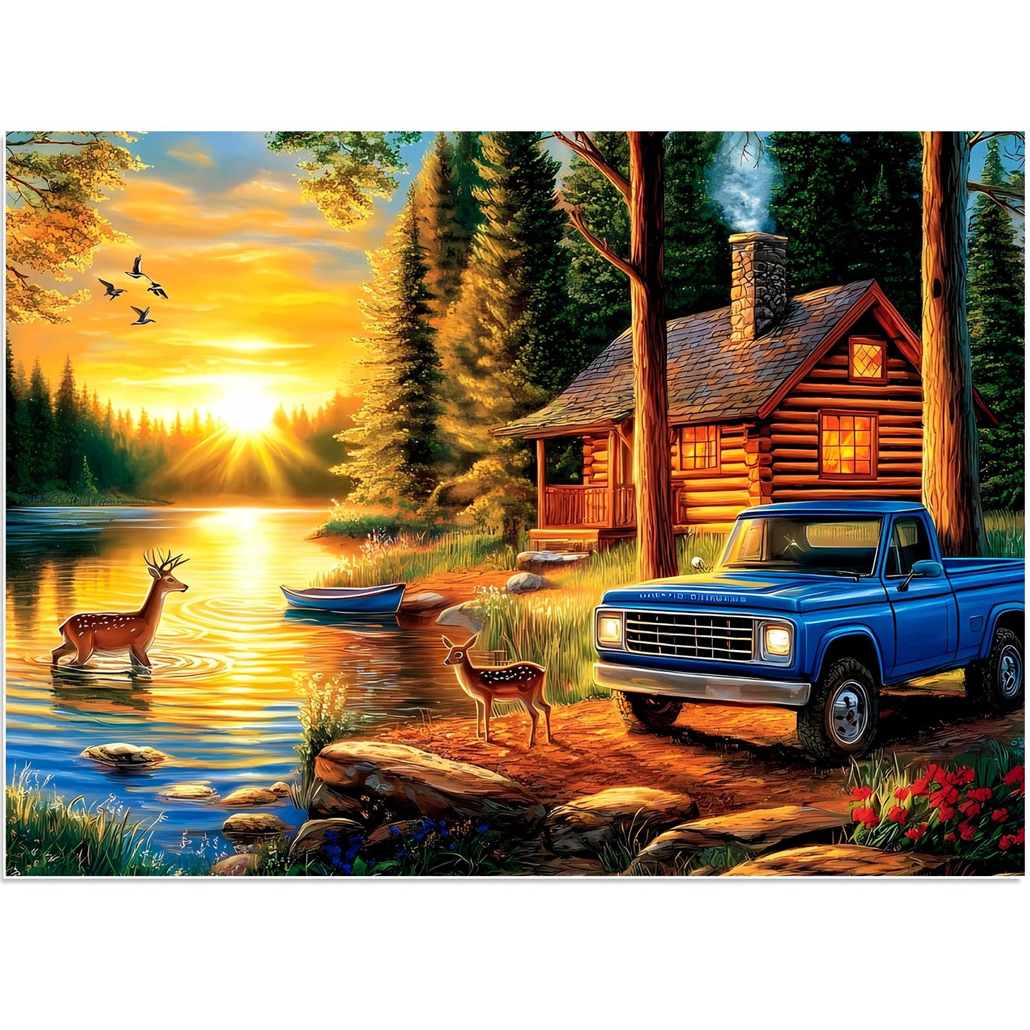 BraniacBits 300 Piece Jigsaw Puzzle for Adults — Deer Forest Scene, 20.5 × 15 Finished Size