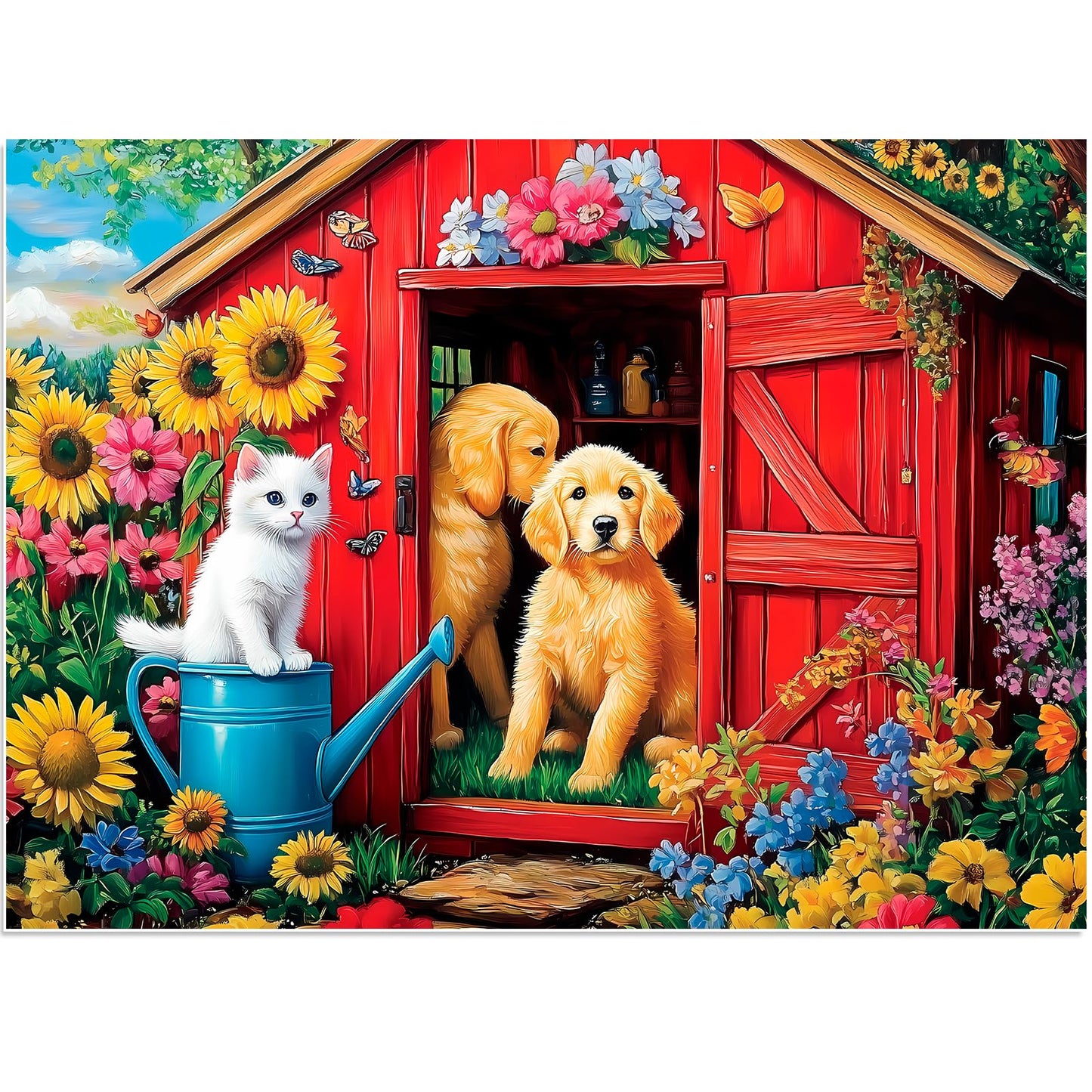 BraniacBits 300-Piece Dog Cat Flower Jigsaw Puzzle – Recycled Cardboard, 20.5 x 15 in
