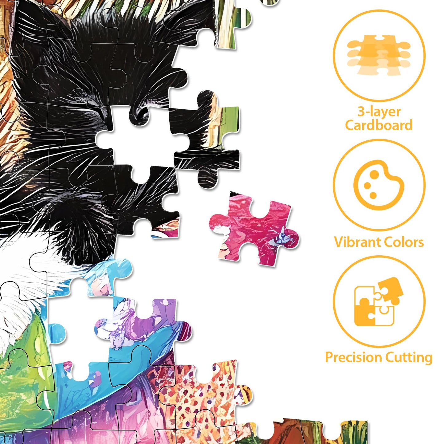 BraniacBits 300 Piece Puzzle for Adults – Cat Birds & Flowers, 20.5 x 15 in