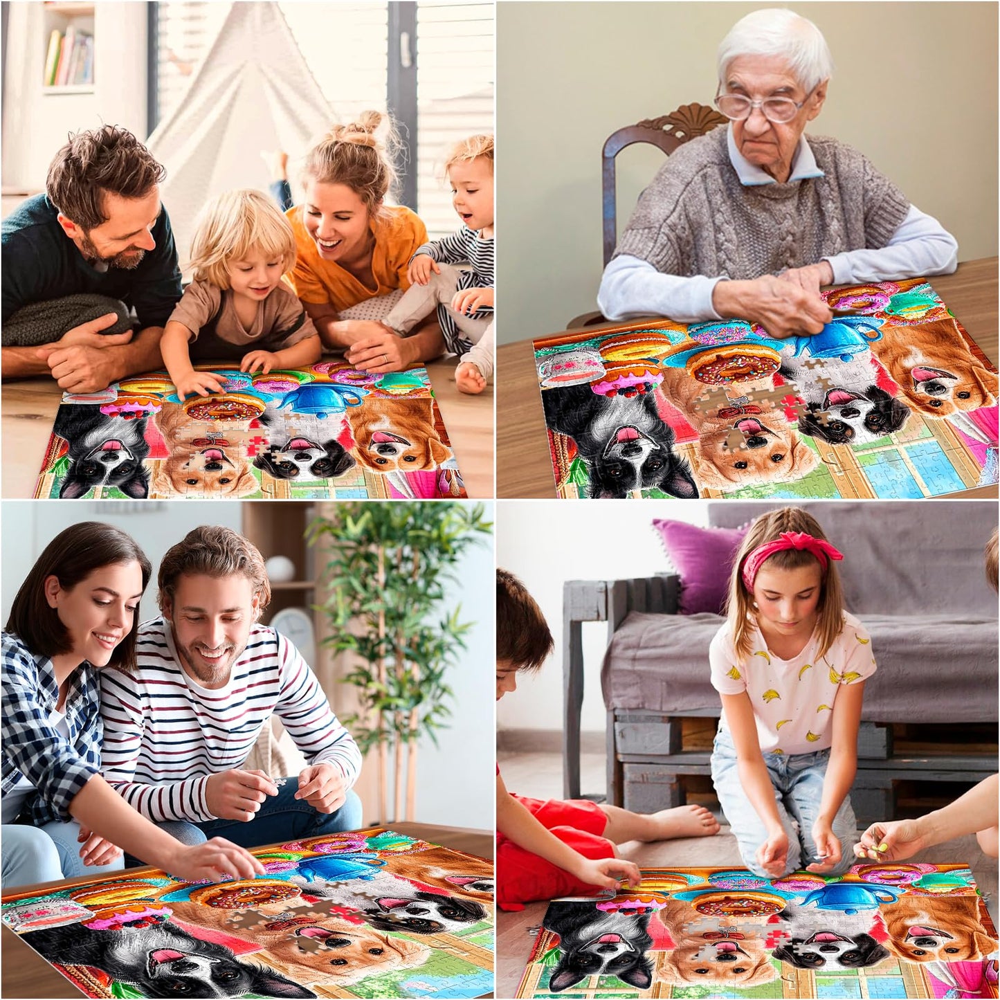 BraniacBits 500-Piece Dog Puzzle – Recycled Cardboard Donuts Scene