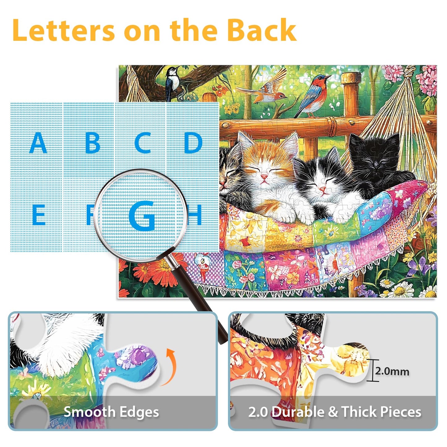 BraniacBits 300 Piece Puzzle for Adults – Cat Birds & Flowers, 20.5 x 15 in
