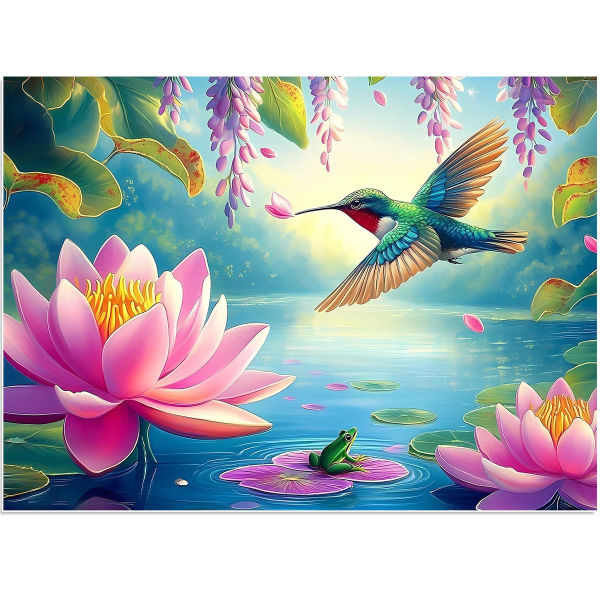 BraniacBits 300 Piece Humbird Flower Lake Puzzle – Recycled Cardboard, Non-Toxic Ink