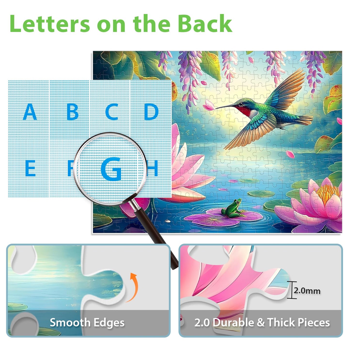 BraniacBits 300 Piece Humbird Flower Lake Puzzle – Recycled Cardboard, Non-Toxic Ink