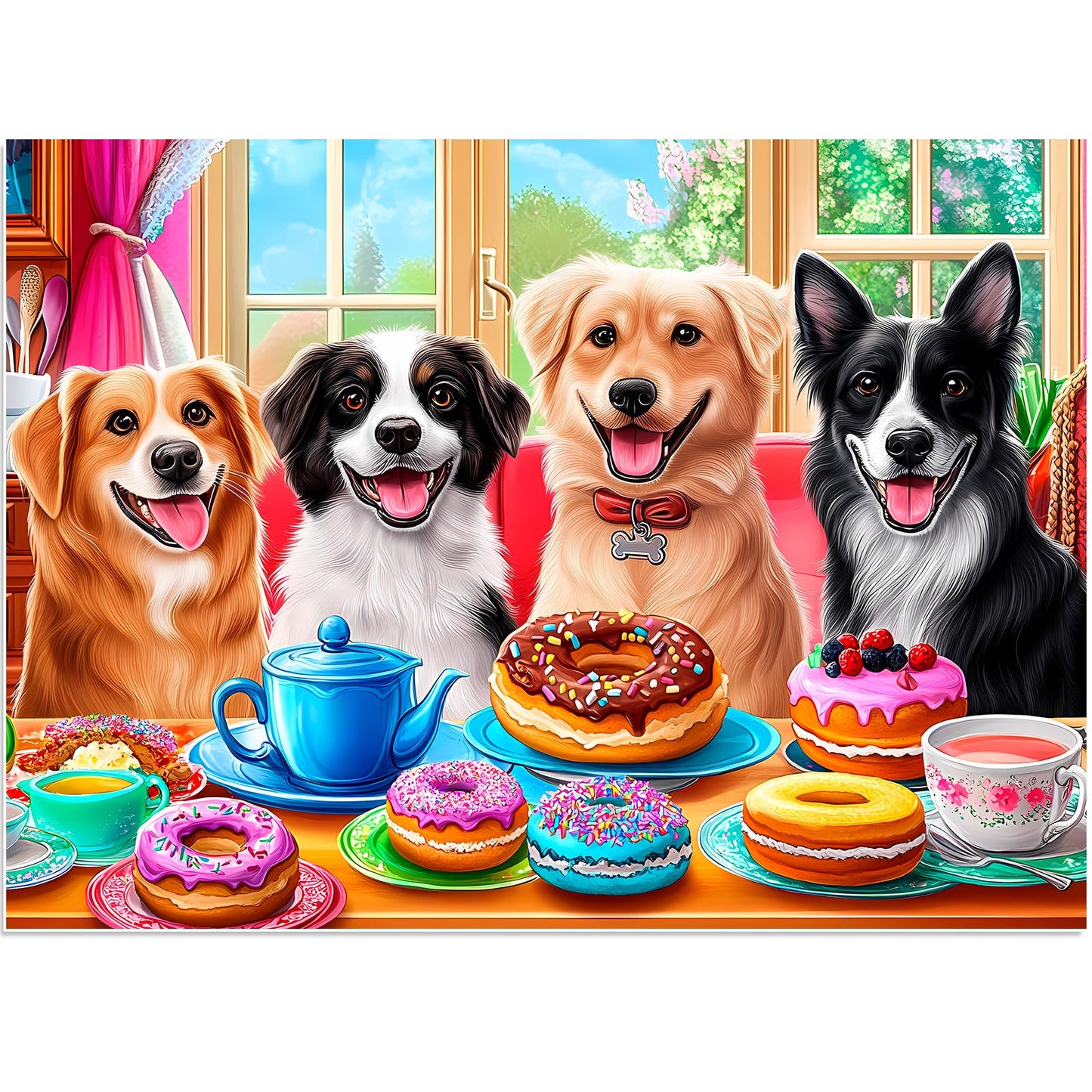 BraniacBits 500-Piece Dog Puzzle – Recycled Cardboard Donuts Scene