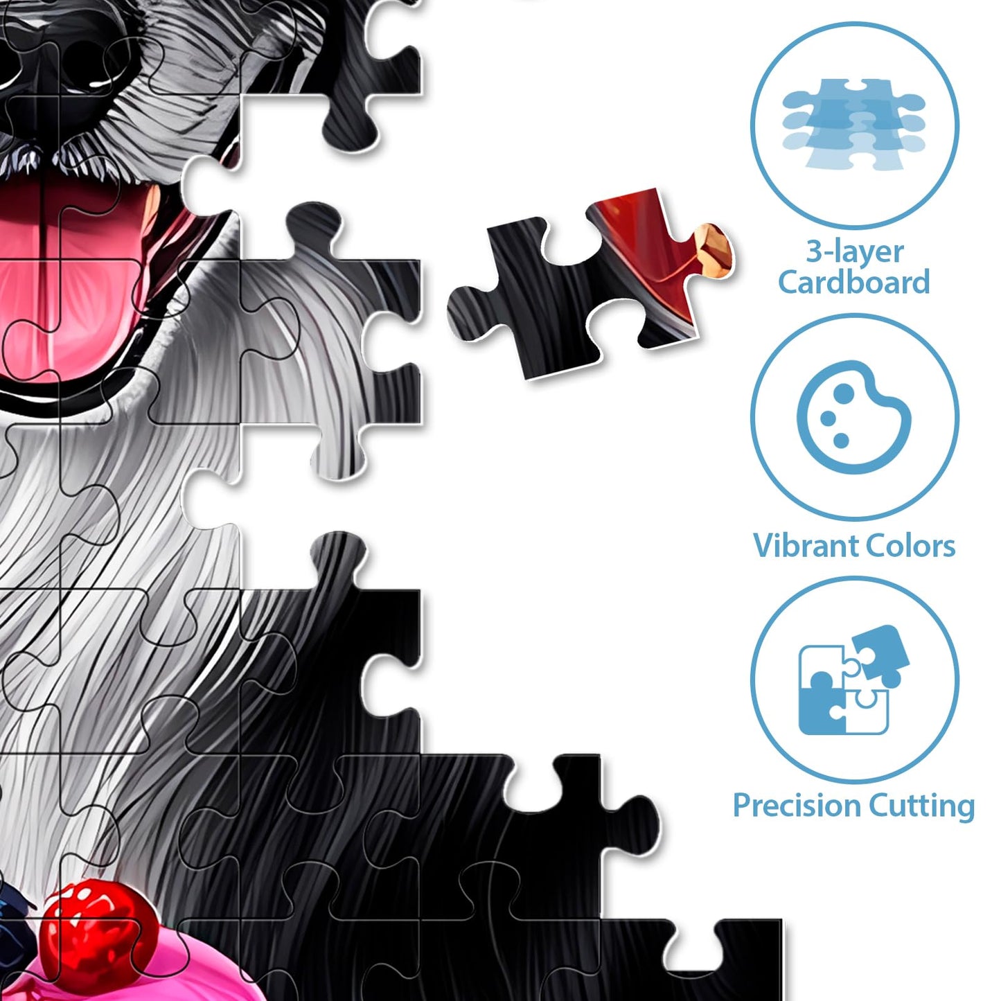 BraniacBits 500-Piece Dog Puzzle – Recycled Cardboard Donuts Scene