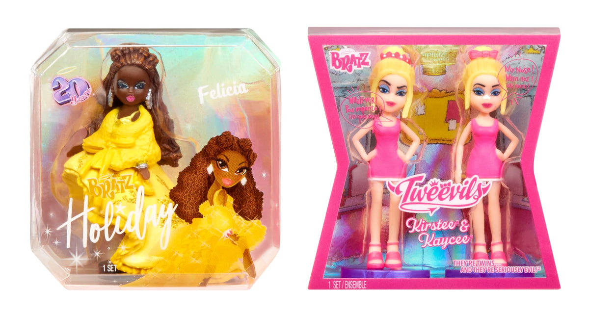Bratz Miniverse Limited Edition 2-Pack: Holiday Felicia & Tweevils Mini Figures in Display Packaging