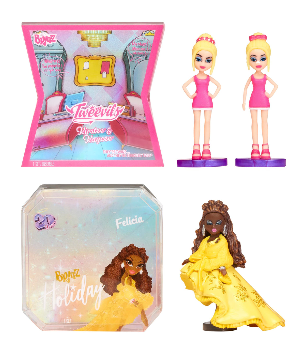 Bratz Miniverse Limited Edition 2-Pack: Holiday Felicia & Tweevils Mini Figures in Display Packaging