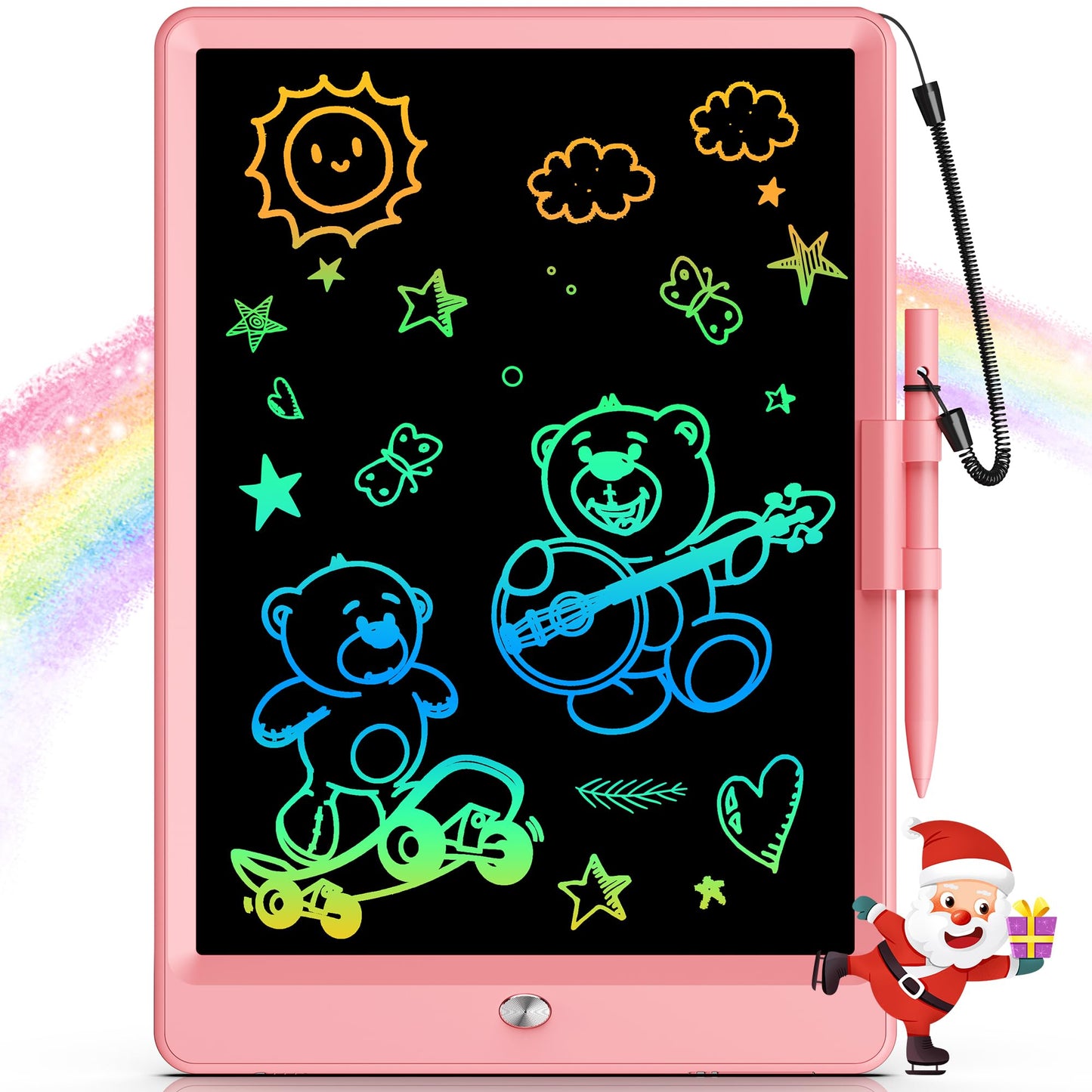 Bravokids 10-Inch LCD Writing Tablet for Kids 3-8 – Pink Doodle Board