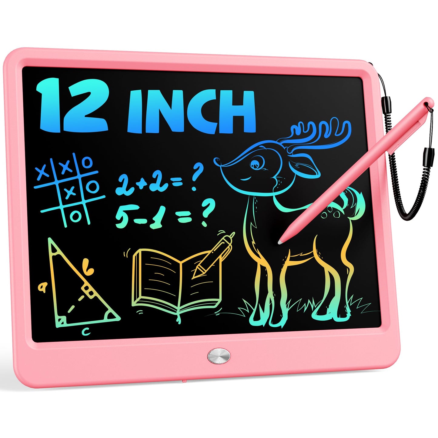 Bravokids 12-Inch LCD Writing Tablet for Kids – Pink Doodle Board & Drawing Pad