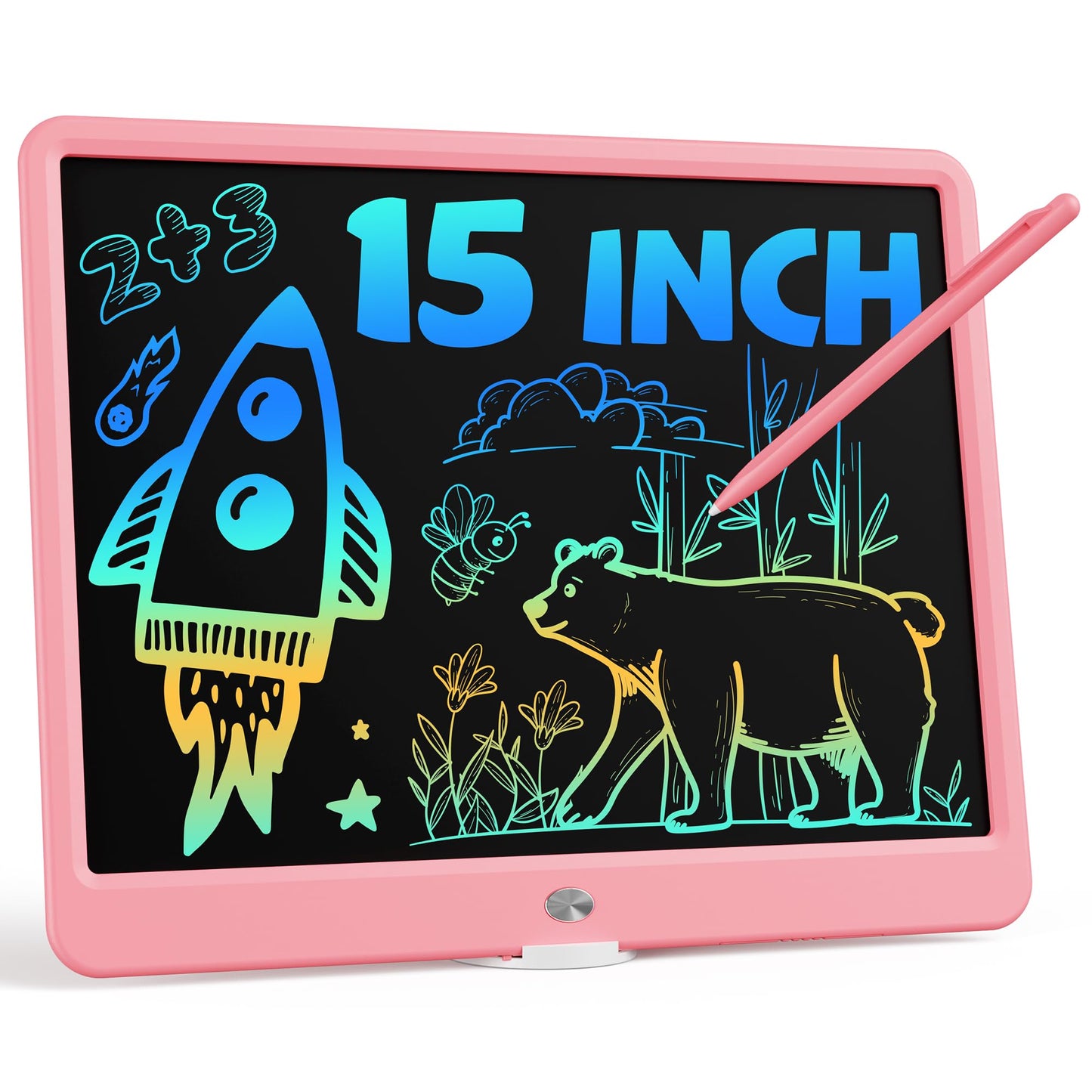 Bravokids 15-Inch LCD Writing Tablet for Kids – Doodle Board (Pink)