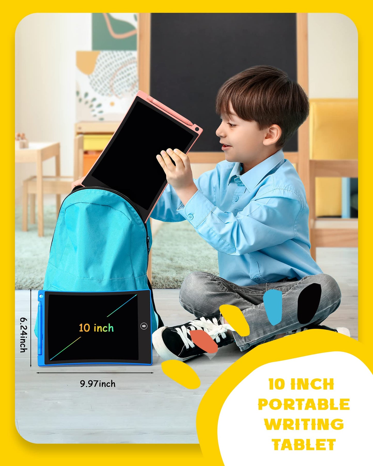 Bravokids 2 Pack LCD Writing Tablet for Kids – 10-Inch Colorful Doodle Boards