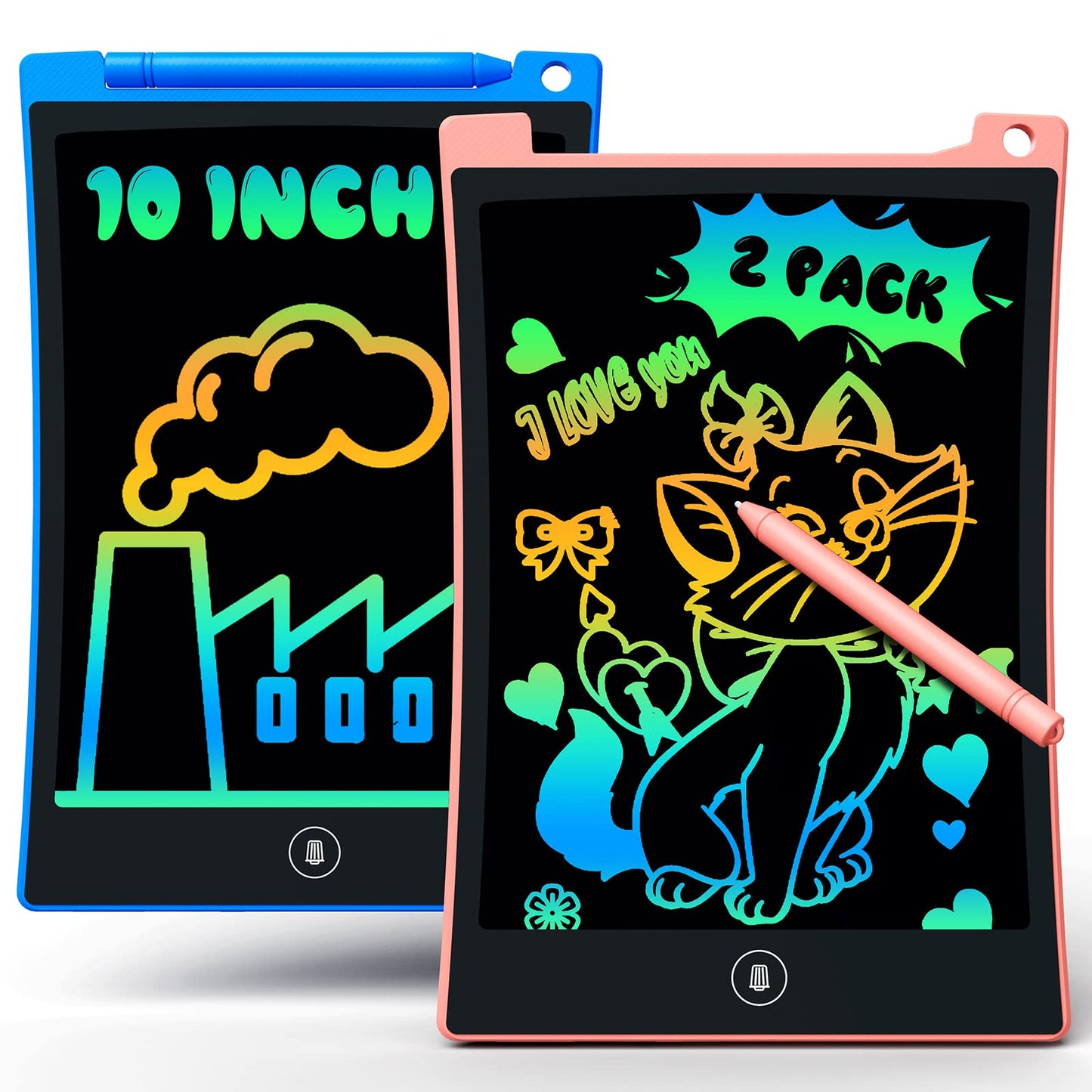 Bravokids 2 Pack LCD Writing Tablet for Kids – 10-Inch Colorful Doodle Boards