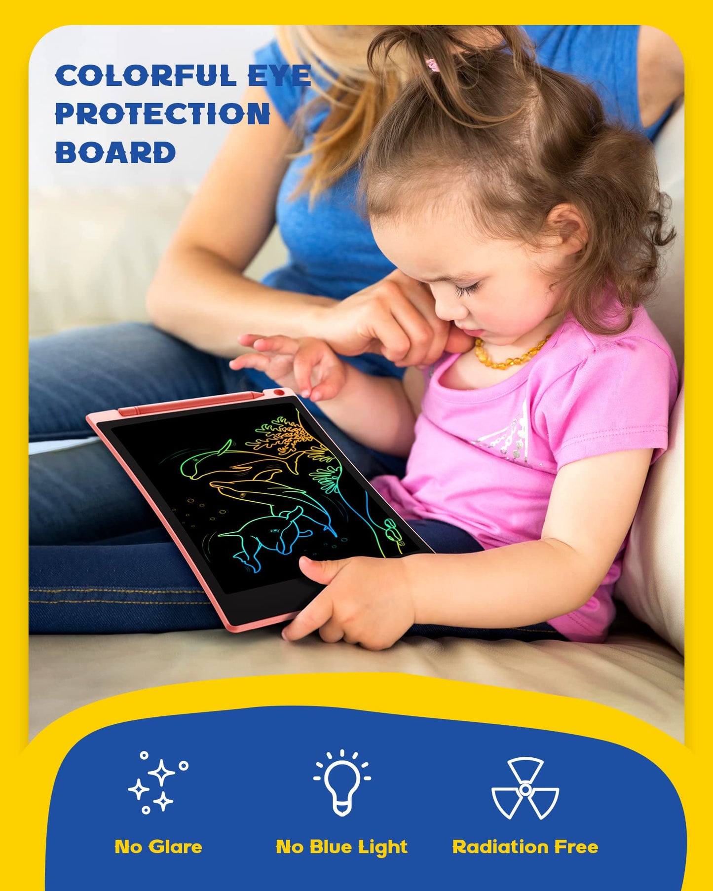 Bravokids 2 Pack LCD Writing Tablet for Kids – 10-Inch Colorful Doodle Boards
