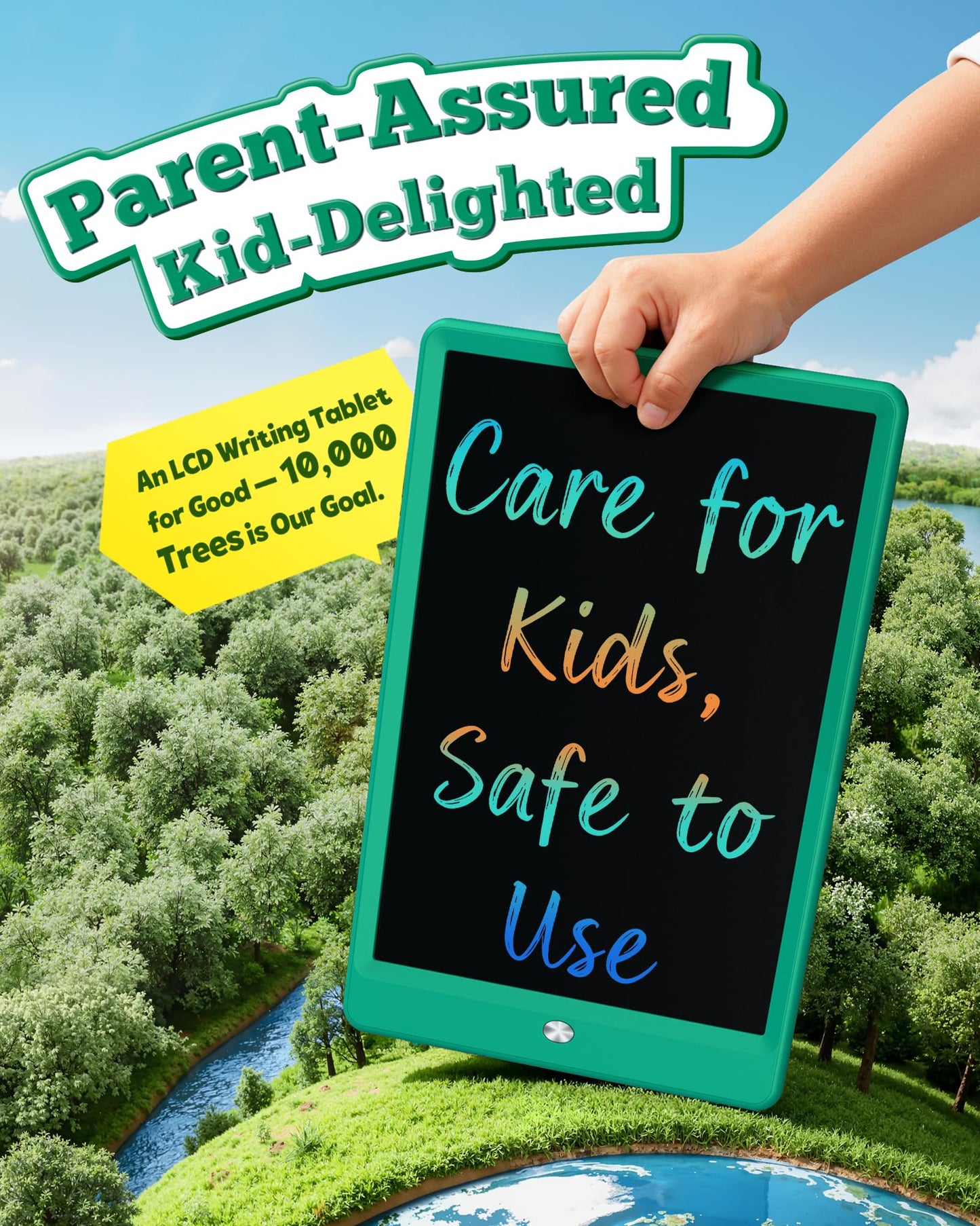 Bravokids 10-Inch LCD Writing Tablet for Kids (3-8) – Reusable Doodle Board Dark Green