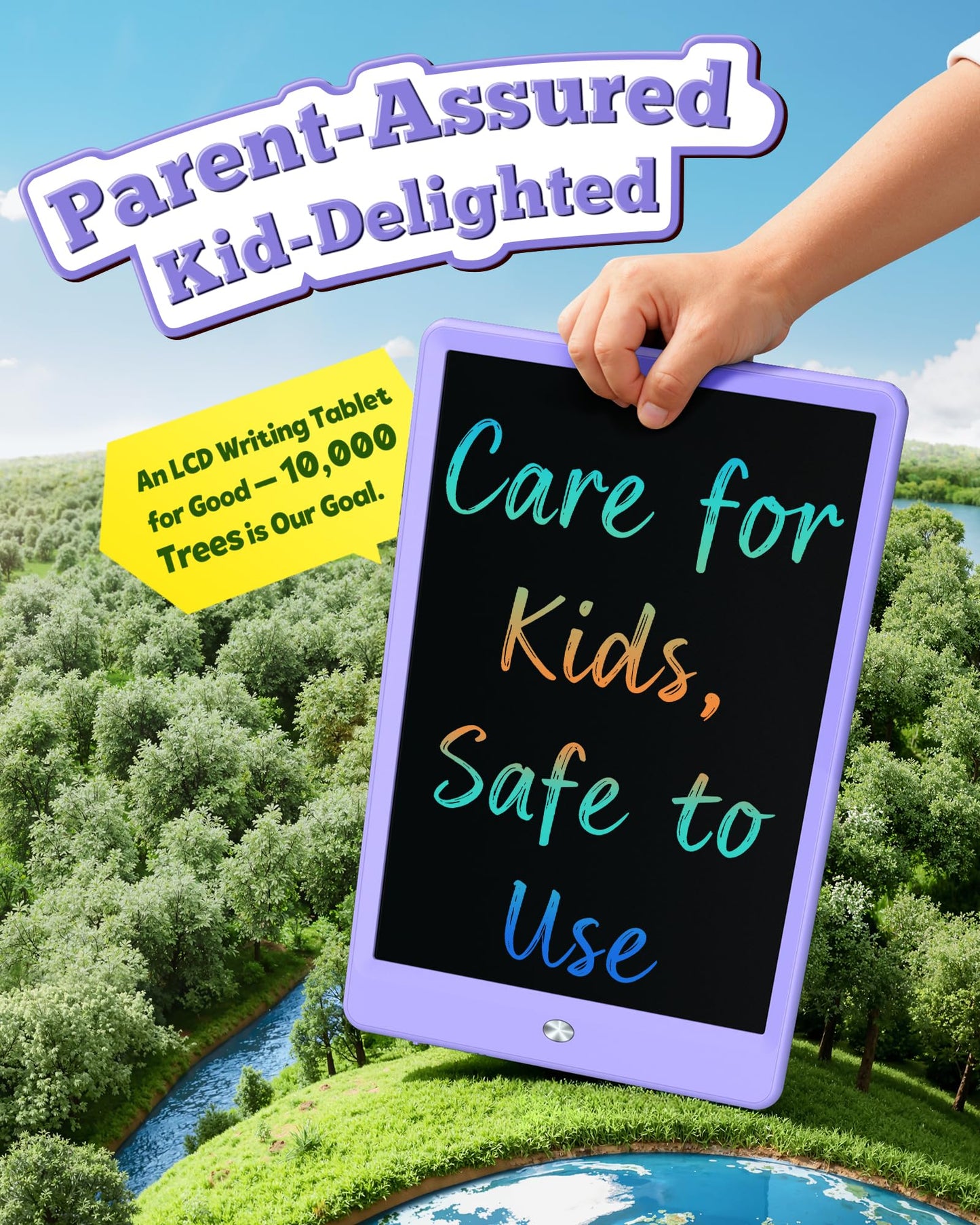 Bravokids 10-Inch LCD Writing Tablet for Kids 3-8 - Purple Doodle Board