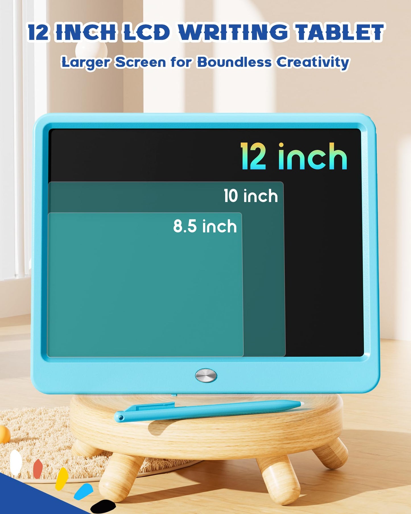 Bravokids 12-Inch LCD Writing Tablet for Kids | Color Screen Doodle Board