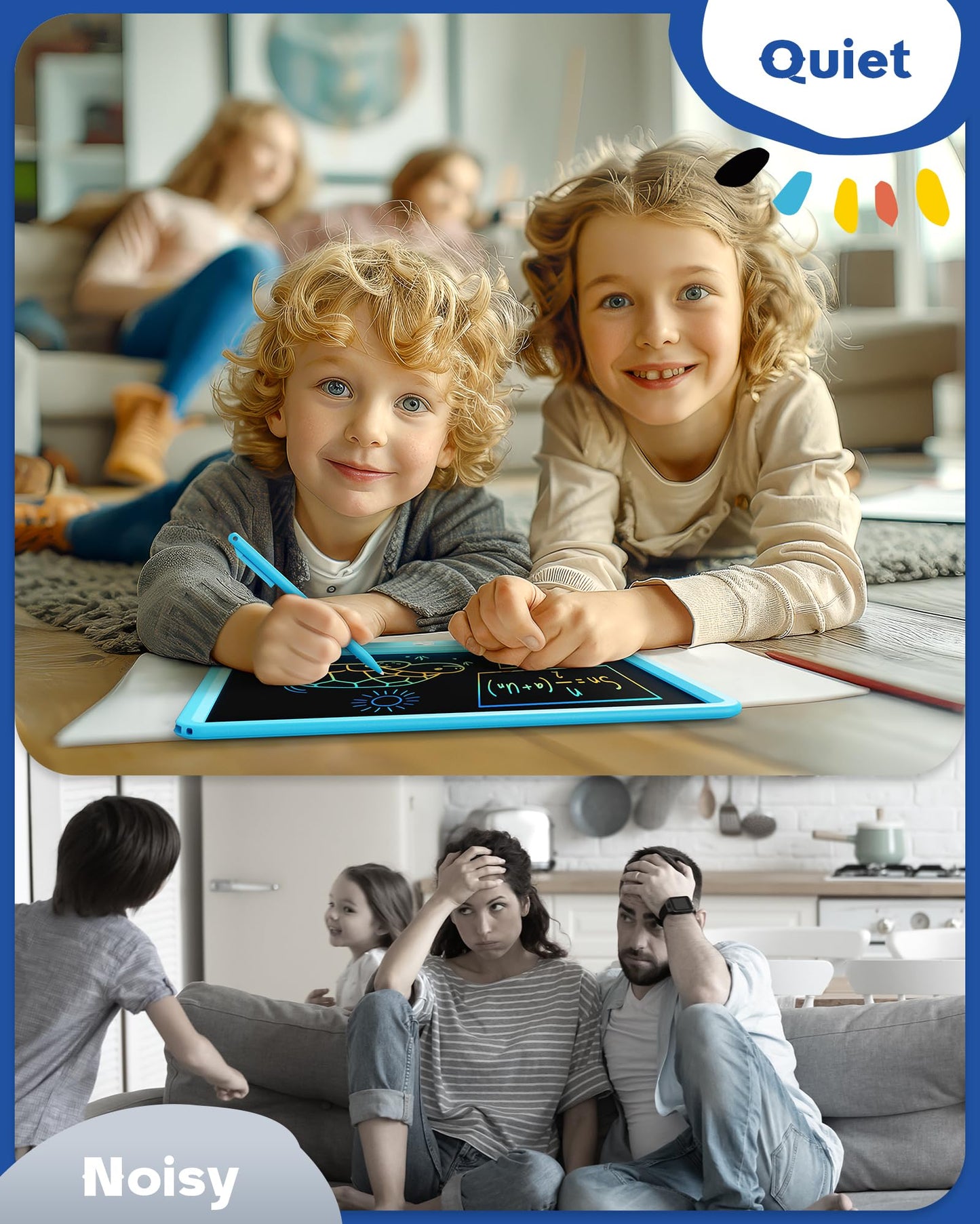 Bravokids 12-Inch LCD Writing Tablet for Kids | Color Screen Doodle Board
