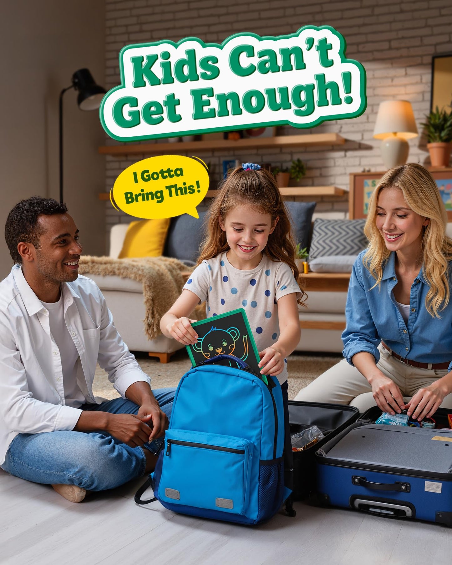 Bravokids 10-Inch LCD Writing Tablet for Kids (3-8) – Reusable Doodle Board Dark Green