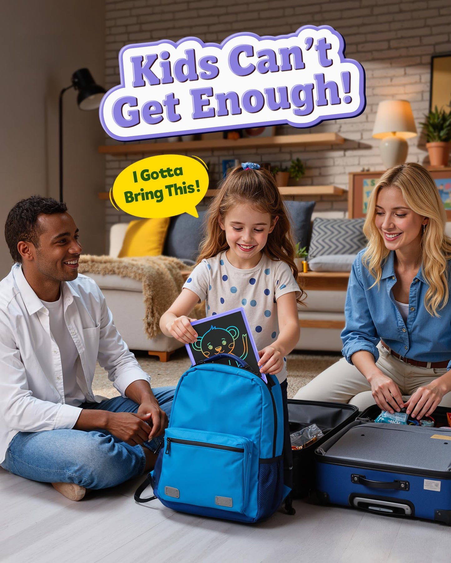 Bravokids 10-Inch LCD Writing Tablet for Kids 3-8 - Purple Doodle Board