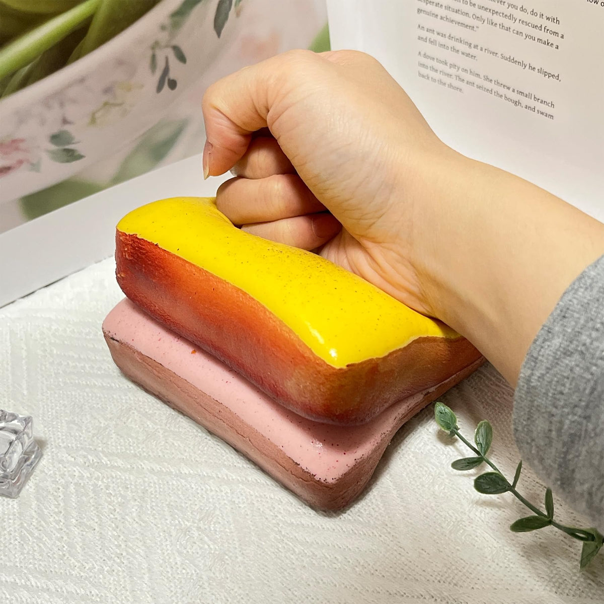 Bread Butter Squishy – Slow Rising Stress Balls for Fidget & Focus (Yellow & Pink)