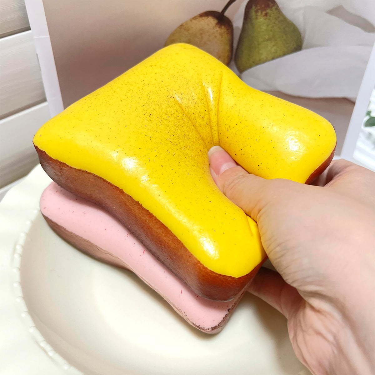 Bread Butter Squishy – Slow Rising Stress Balls for Fidget & Focus (Yellow & Pink)