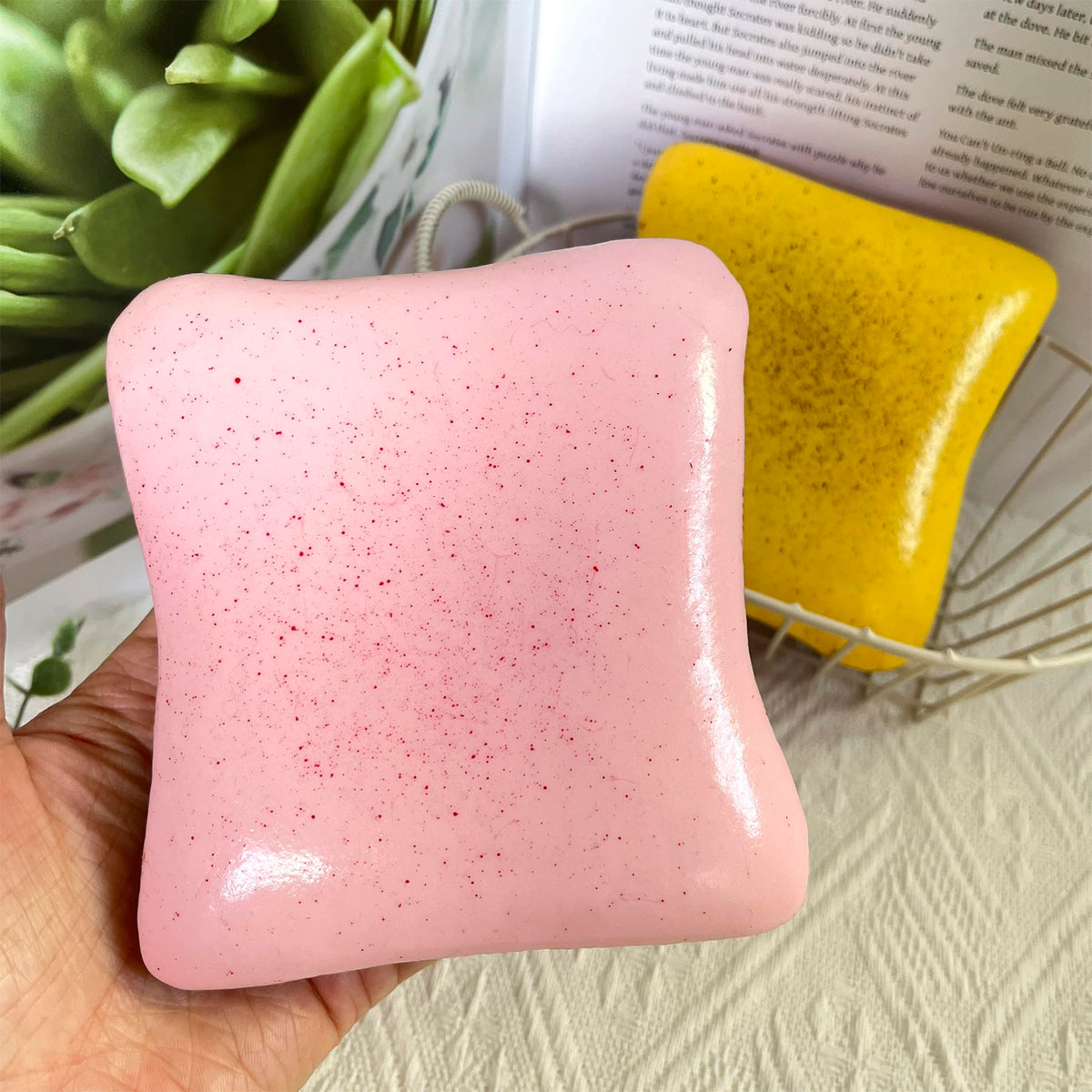 Bread Butter Squishy – Slow Rising Stress Balls for Fidget & Focus (Yellow & Pink)